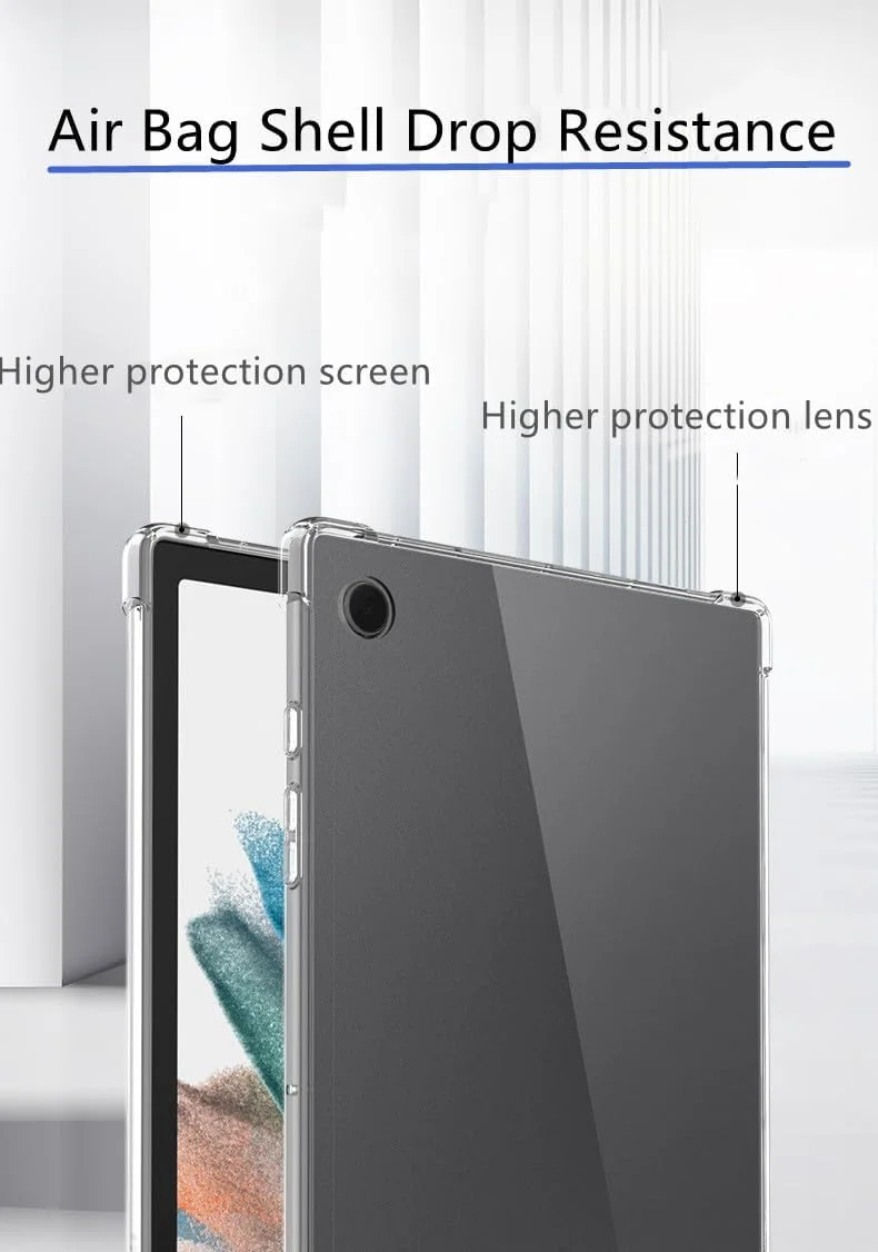 کاور محافظ شفاف Al-HuTrusHi سازگار با تبلت سامسونگ گلکسی تب A8 10.5 اینچ - 2021 [X200, X205, X207]، کاور نرم، شفاف، سبک و باریک با لبه سیلیکونی نرم برجسته برای تب A8 10.5 اینچ - شفاف