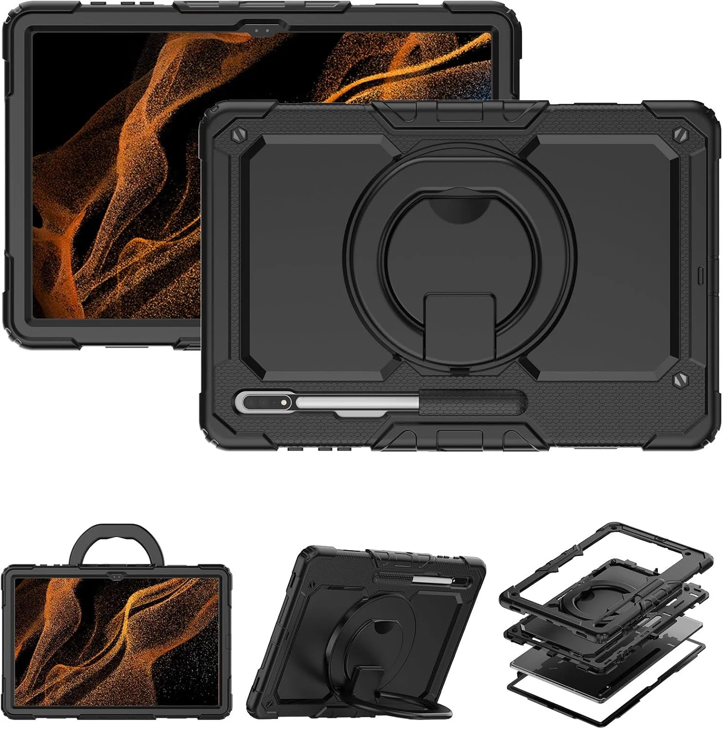 کاور کودکانه Gruattreay سازگار با تبلت سامسونگ گلکسی تب S9 پلاس 12.4 اینچ 2023، کاور ضد ضربه با دسته و پایه چرخان 360 درجه برای گلکسی تب S9 پلاس (آبی روشن)