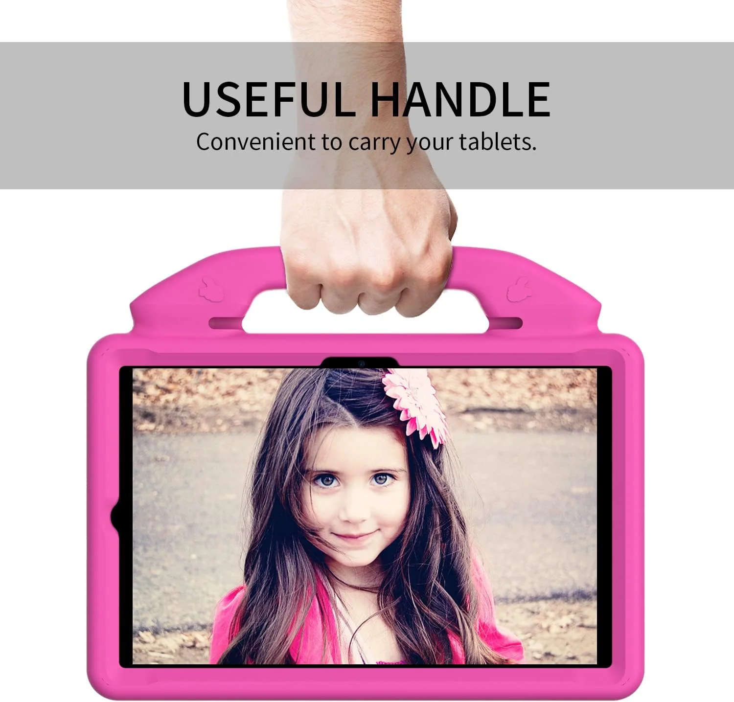 کیف کودکانه Chstls مناسب برای تبلت سامسونگ گلکسی تب S6 لایت 10.4 اینچ 2024 2022 2020، کاور سبک وزن EVA بادوام و ضد ضربه با دسته و پایه تاشو و جای مدادی - رز قرمز