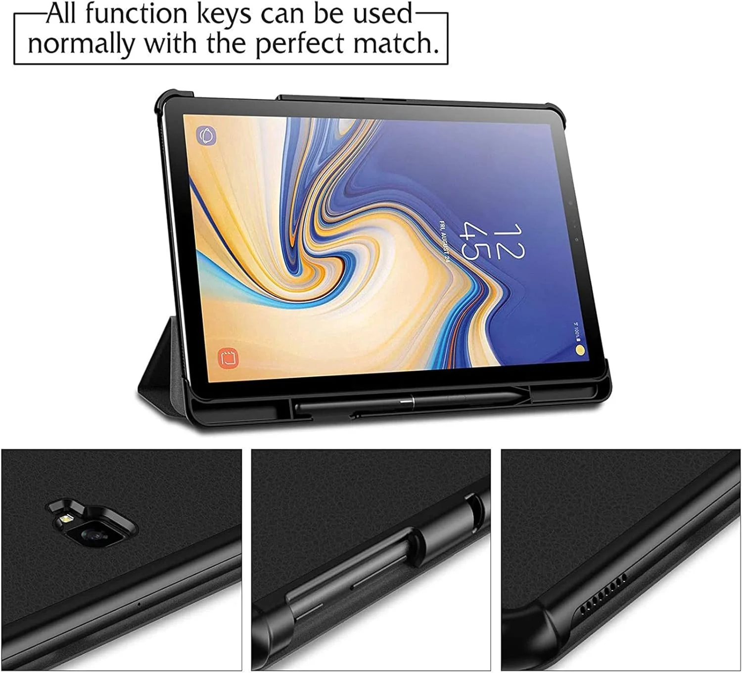 کیف تبلت 10.5 اینچی Wincal، کاور ضد ضربه تبلت برای Samsung Galaxy Tab S4، کیف چرمی با جای قلم، قابلیت بیدار شدن/خواب خودکار