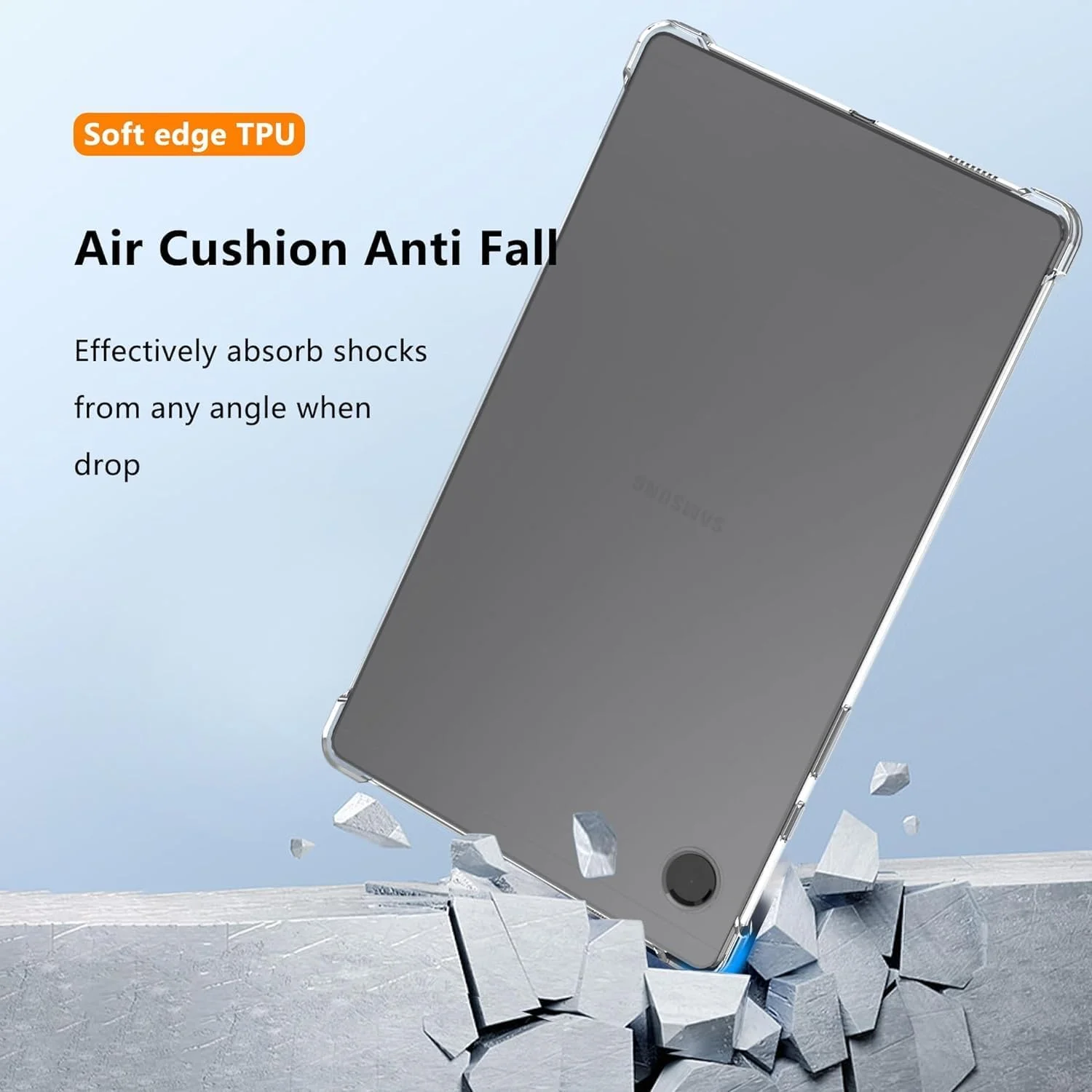 کاور محافظ شفاف Al-HuTrusHi سازگار با تبلت سامسونگ گلکسی تب A9 8.7، محافظت از سقوط با ایربگ، سیلیکونی TPU ضد ضربه و ضد خش، کاور باریک و سبک برای تبلت سامسونگ گلکسی تب A9 8.7، شفاف