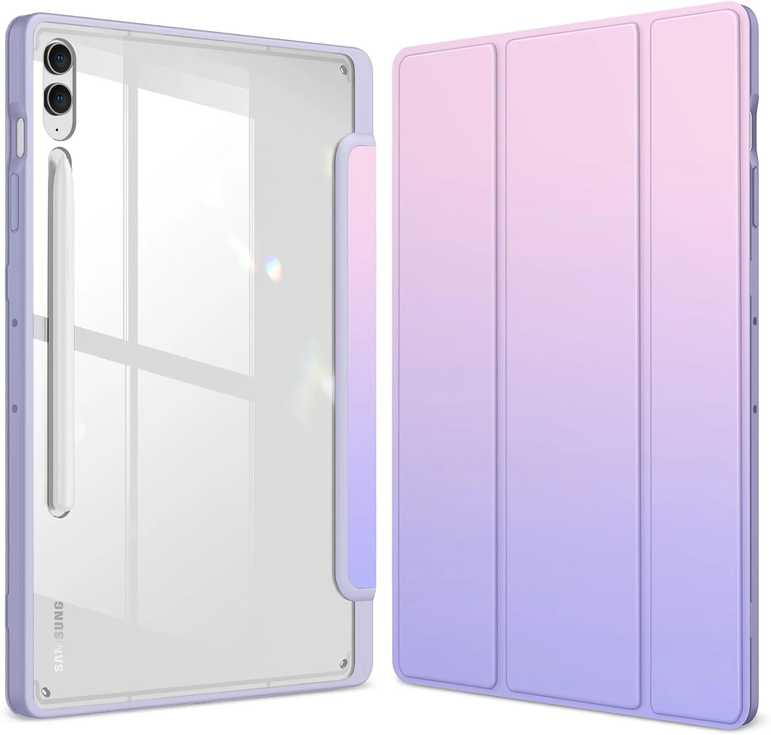 کاور باریک ترکیبی Fintie برای تبلت سامسونگ گلکسی تب S10 پلاس 2024 / S9 FE پلاس 5G 12.4 اینچ 2023 با نگهدارنده قلم S، کاور ضد ضربه با بدنه پشتی شفاف، قابلیت بیدار شدن/خواب خودکار، آمبره