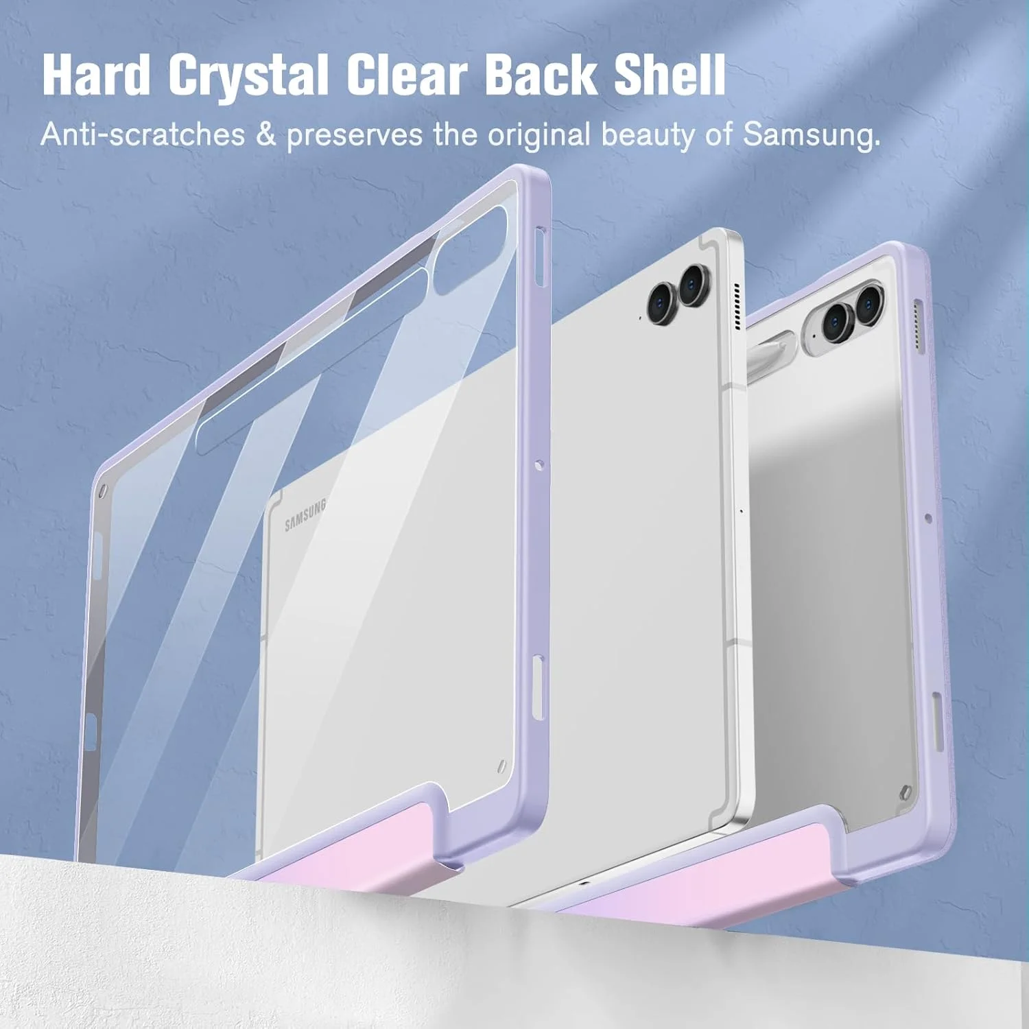 کاور باریک ترکیبی Fintie برای تبلت سامسونگ گلکسی تب S10 پلاس 2024 / S9 FE پلاس 5G 12.4 اینچ 2023 با نگهدارنده قلم S، کاور ضد ضربه با بدنه پشتی شفاف، قابلیت بیدار شدن/خواب خودکار، آمبره