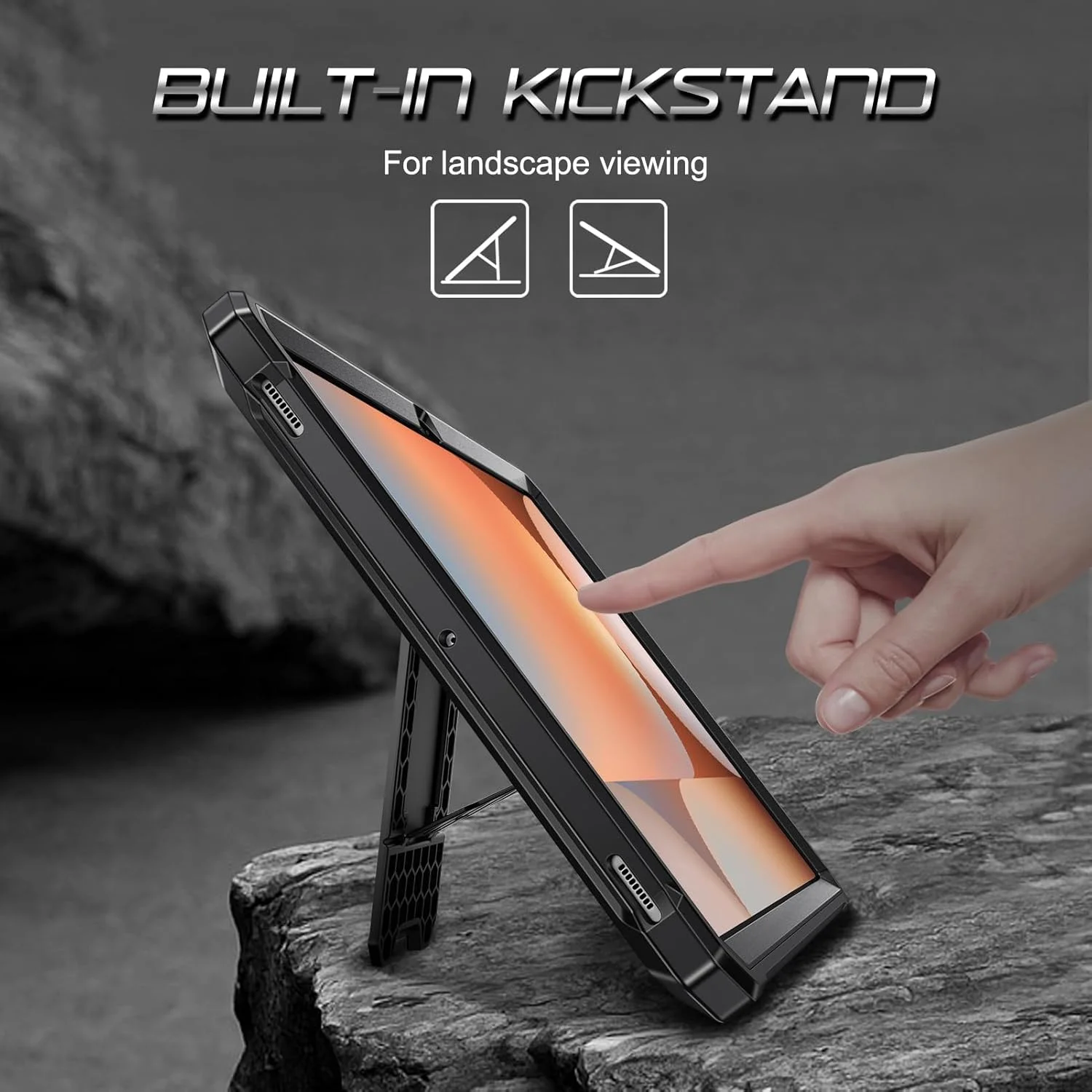 کاور ضد ضربه FINTIE برای تبلت سامسونگ گلکسی تب S9 FE+ پلاس/گلکسی تب S9+ پلاس 12.4 اینچ 2023، کاور محافظ یکپارچه و مقاوم Tuatara با محافظ صفحه نمایش داخلی، مشکی