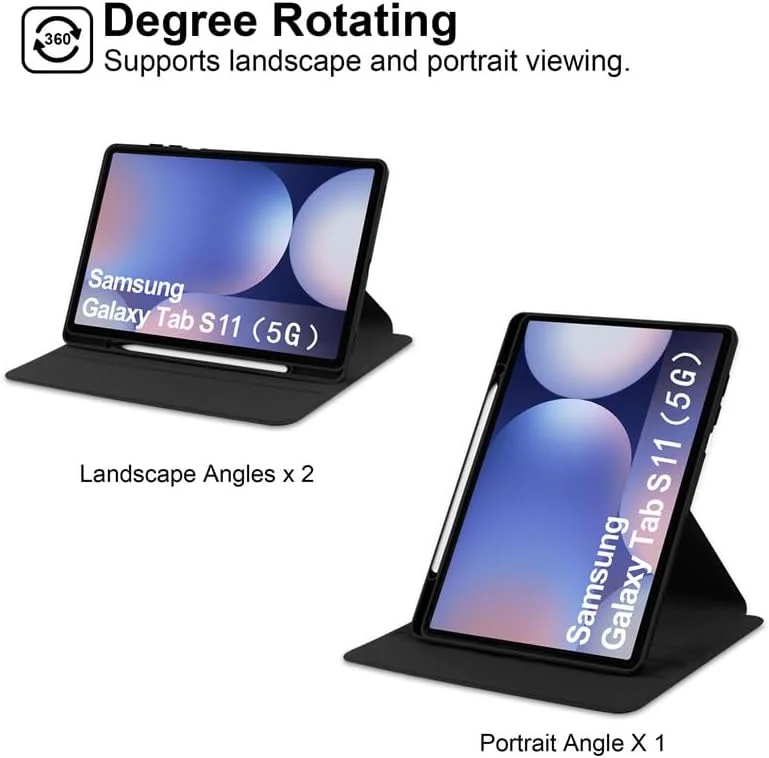کاور شفاف Gruattreay سازگار با Samsung Galaxy Tab S11 11 اینچ (2025)، کاور محافظ چرخان شفاف اکریلیک، پایه چند منظوره، با جای قلم، حالت خواب/بیدار خودکار (سبز)