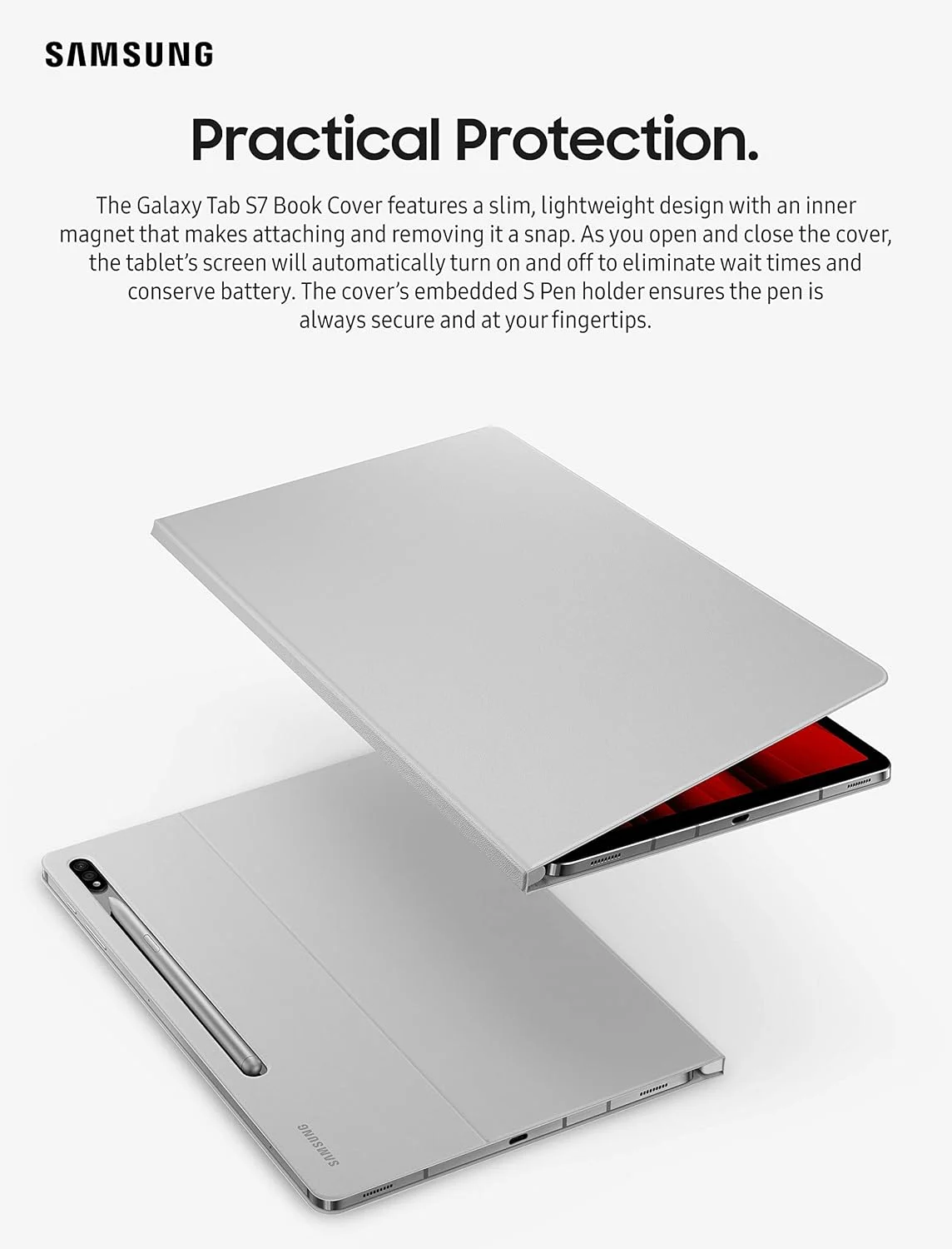 کاور بوک تبلت سامسونگ گلکسی تب S7 (نقره ای عرفانی)