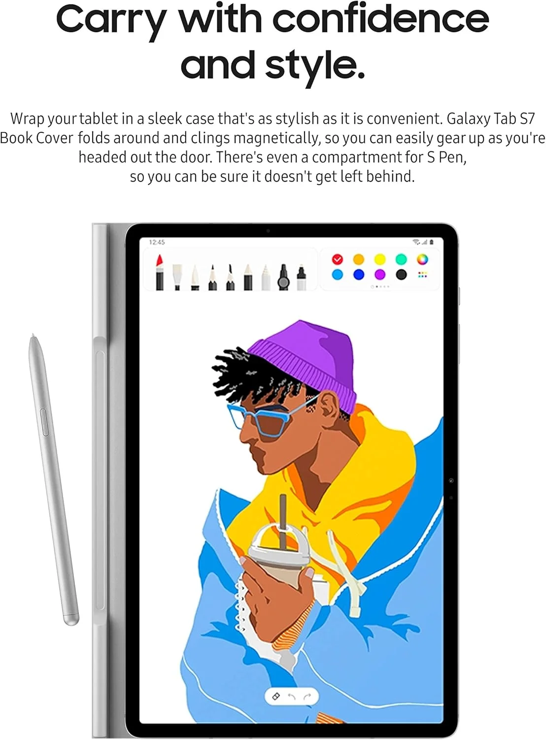کاور بوک تبلت سامسونگ گلکسی تب S7 (نقره ای عرفانی)