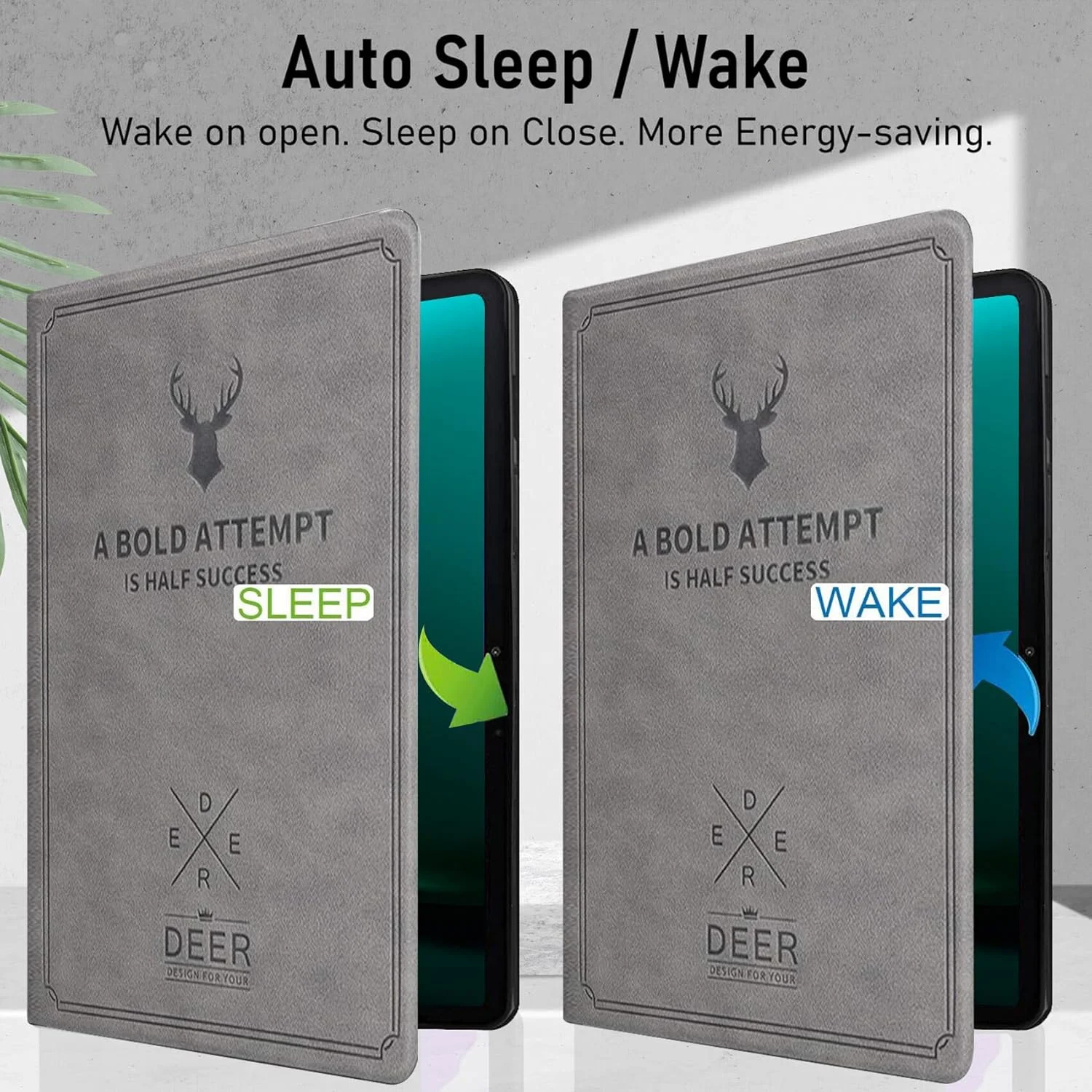 کاور Robustrion برای سامسونگ Tab S10 Plus / S9 FE Plus / S9 Plus، قاب طرح گوزن تاشو 12.4 اینچی با [نگهدارنده قلم S] برای تبلت سامسونگ Galaxy Tab S10+ /S9+ /Tab S9 FE+ [خواب/بیدار شدن خودکار] - خاکستری