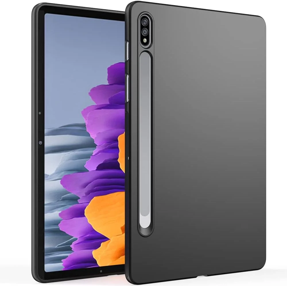 کاور محافظ تبلت وگرو مناسب برای گلکسی تب S8 (2022) و گلکسی تب S7 (2020)، کاور محافظ نازک و نرم برای تبلت سامسونگ گلکسی تب S8/S7 11 اینچ، مشکی