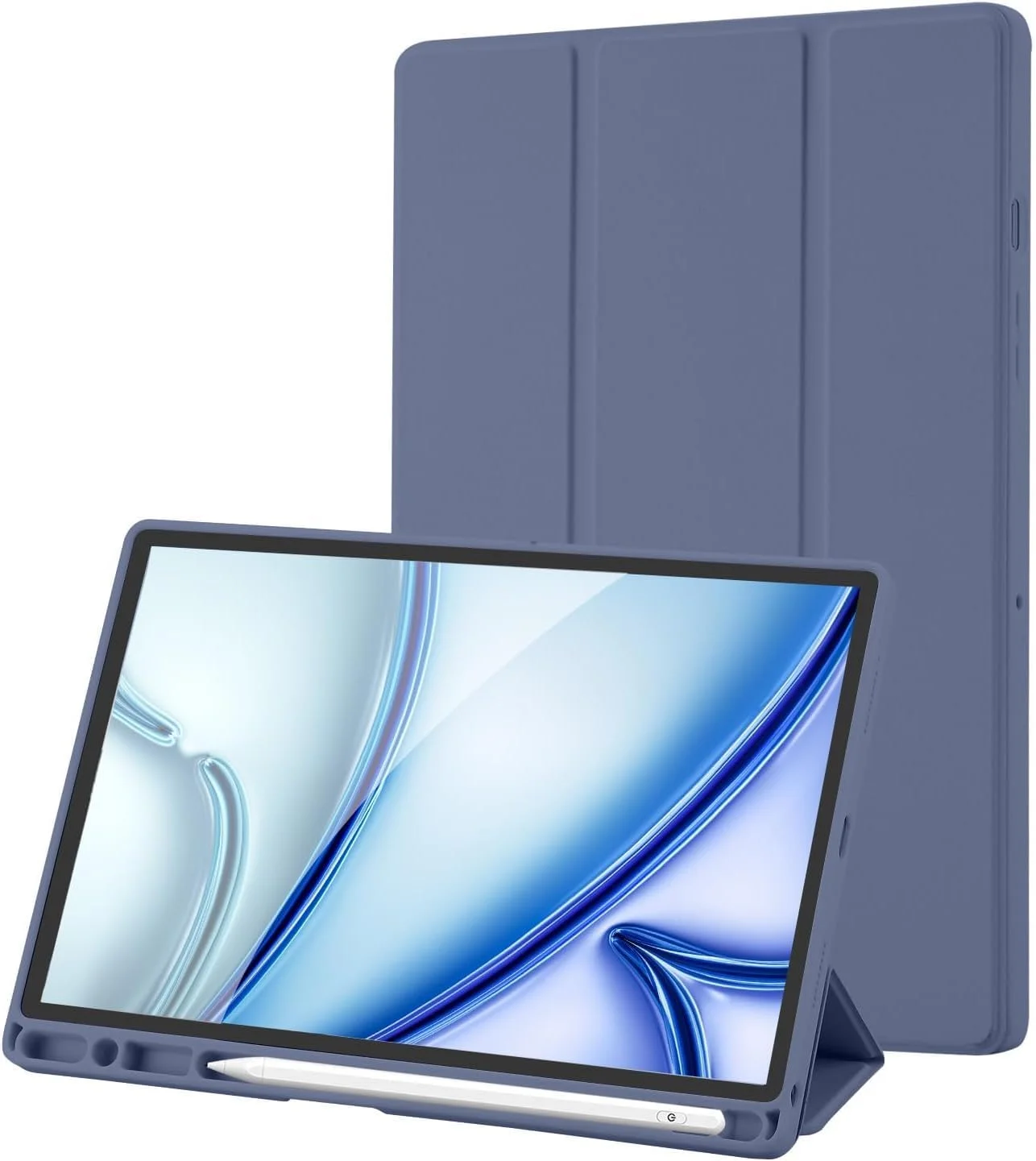 کاور تبلت 10.5 اینچی گلکسی تب A8، روکش چرمی PU با نگهدارنده قلم، قابلیت خواب/بیدار شدن خودکار، آبی خاکستری