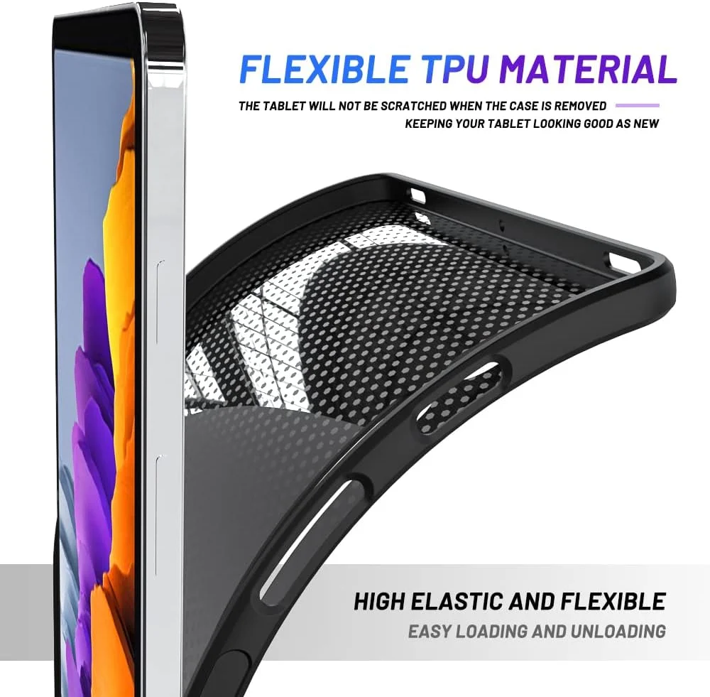 کاور محافظ تبلت وگرو مناسب برای گلکسی تب S8 (2022) و گلکسی تب S7 (2020)، کاور محافظ نازک و نرم برای تبلت سامسونگ گلکسی تب S8/S7 11 اینچ، مشکی
