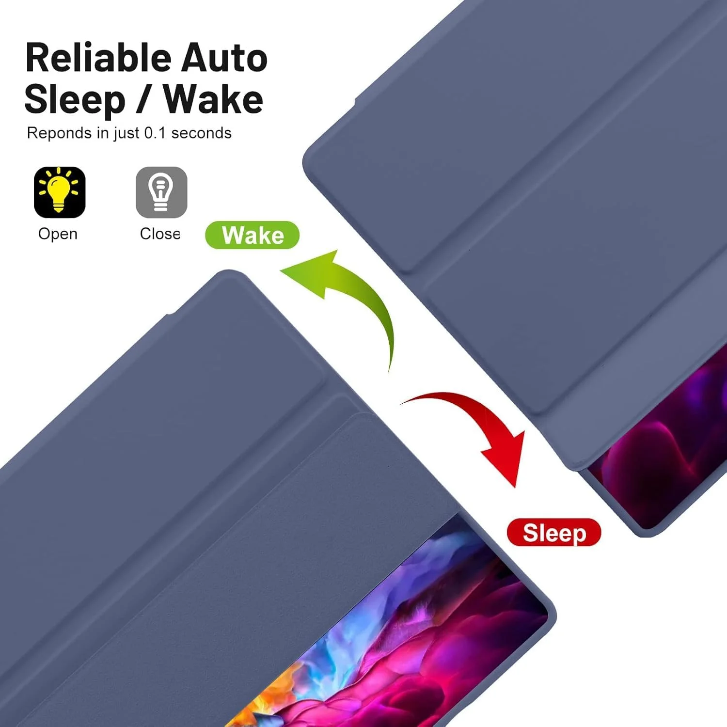 کاور تبلت 10.5 اینچی گلکسی تب A8، روکش چرمی PU با نگهدارنده قلم، قابلیت خواب/بیدار شدن خودکار، آبی خاکستری