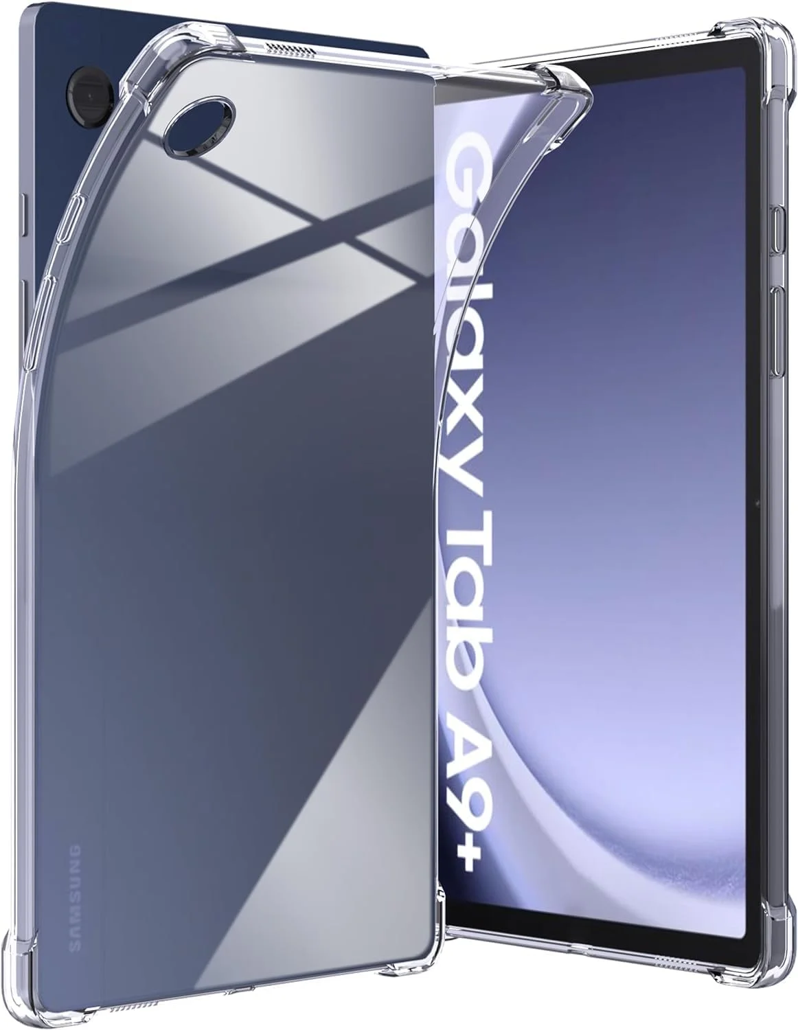 کاور TPU شفاف AWH برای تبلت سامسونگ گلکسی تب A9 پلاس - کاور تبلت شفاف با محافظ لنز دوربین داخلی، محافظ پشتی نازک و شفاف، بامپر نرم و انعطاف پذیر، کاور سیلیکونی هیبریدی