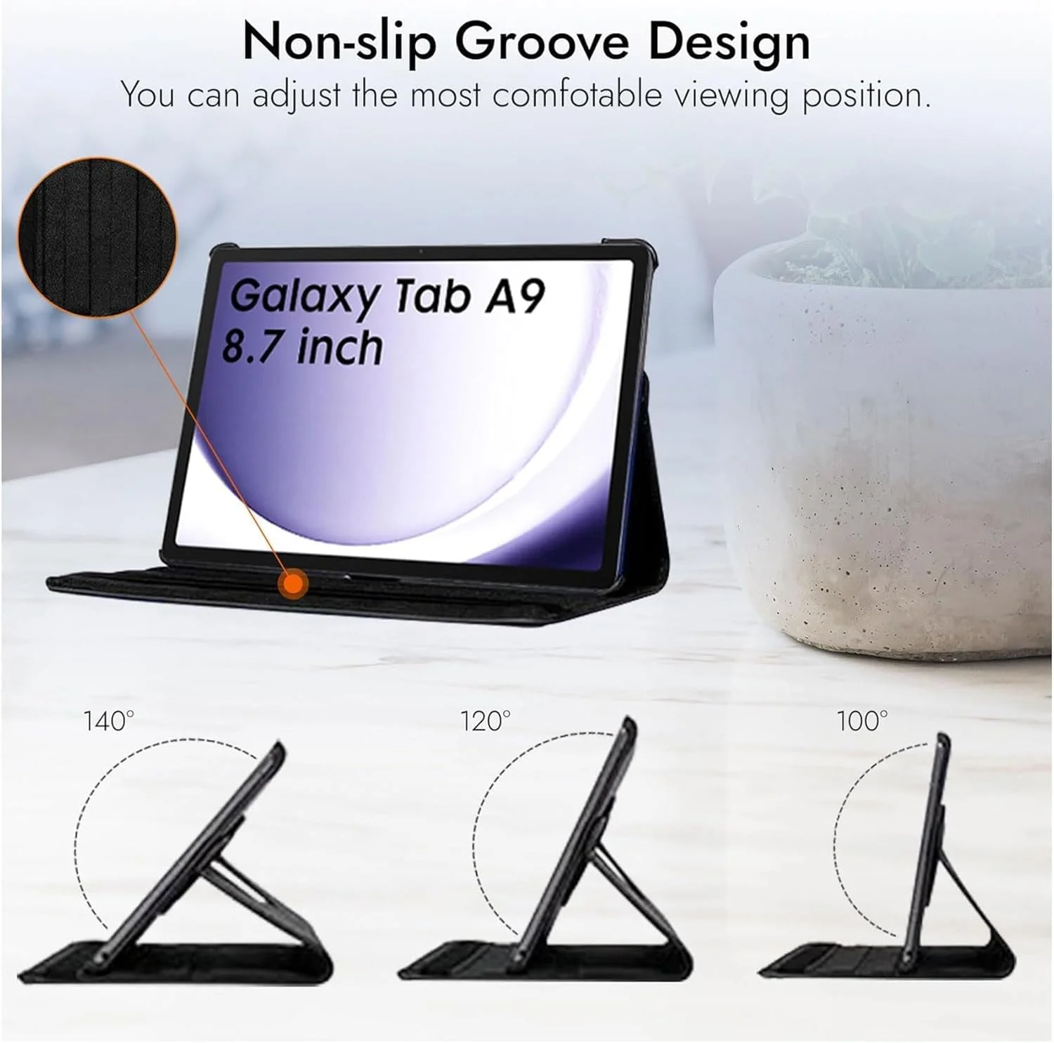 کاور چرخشی 360 درجه SmartGrist مناسب برای تبلت سامسونگ Tab A9 با سایز 8.7 اینچ - مشکی