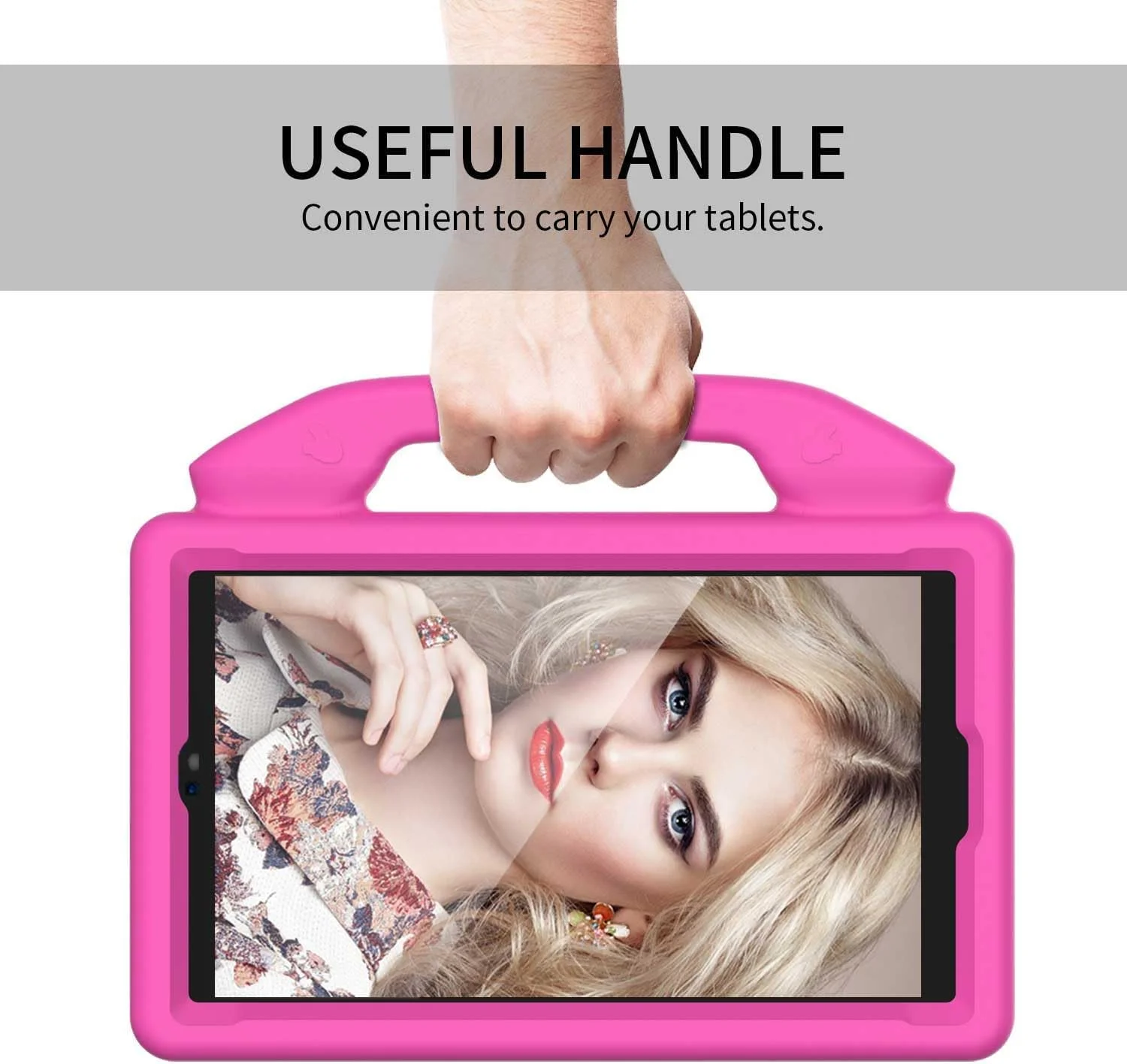 کیف کودکانه AXIYIBZI برای تبلت سامسونگ گلکسی تب A7 لایت 8.7 اینچی، کیف محافظ دسته دار ضد ضربه EVA برای سامسونگ گلکسی تب A7 8.7 اینچی 2021 (SM-T220 / T225 / T227) (صورتی)