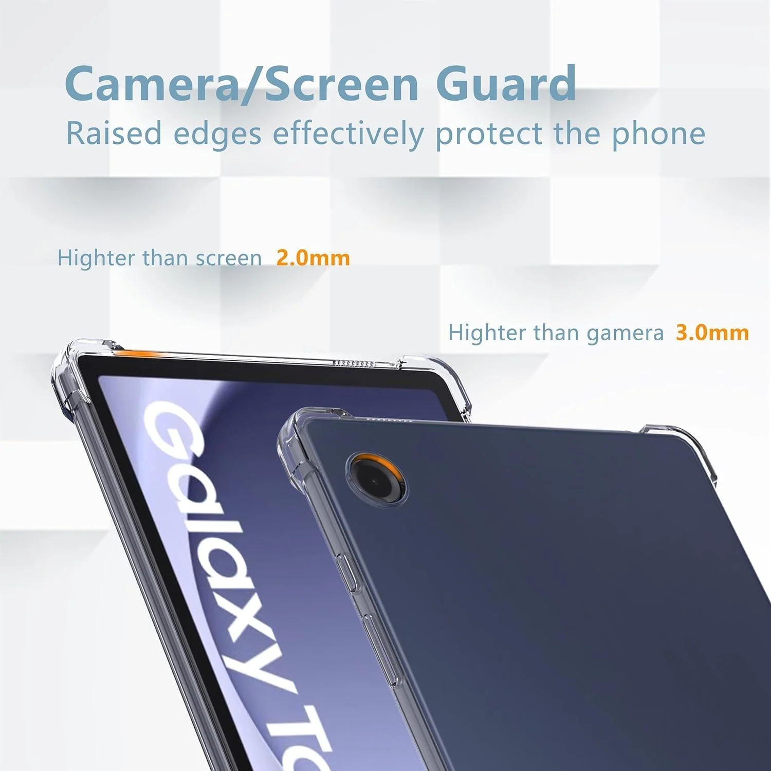 کاور TPU شفاف AWH برای تبلت سامسونگ گلکسی تب A9 پلاس - کاور تبلت شفاف با محافظ لنز دوربین داخلی، محافظ پشتی نازک و شفاف، بامپر نرم و انعطاف پذیر، کاور سیلیکونی هیبریدی