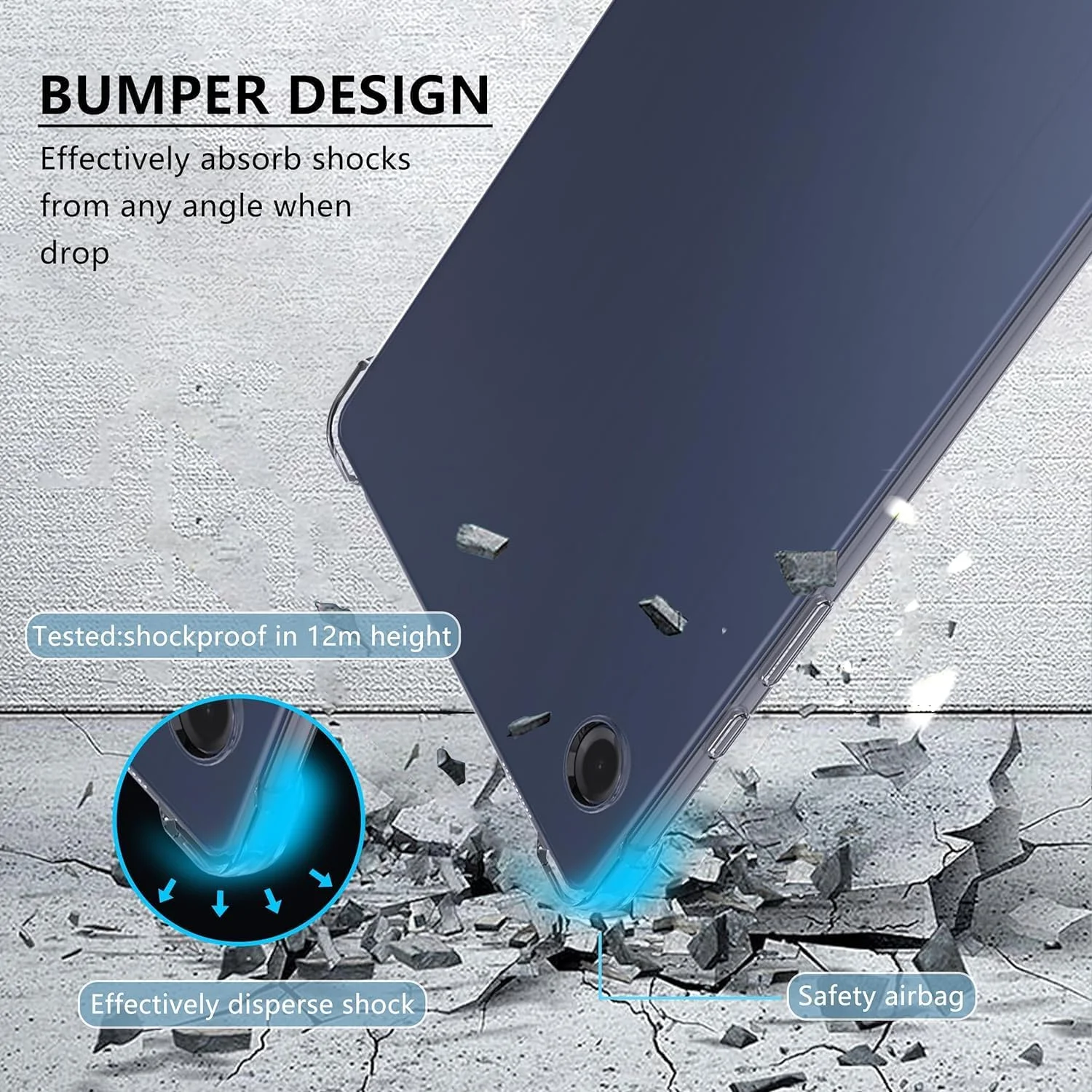 کاور TPU شفاف AWH برای تبلت سامسونگ گلکسی تب A9 پلاس - کاور تبلت شفاف با محافظ لنز دوربین داخلی، محافظ پشتی نازک و شفاف، بامپر نرم و انعطاف پذیر، کاور سیلیکونی هیبریدی