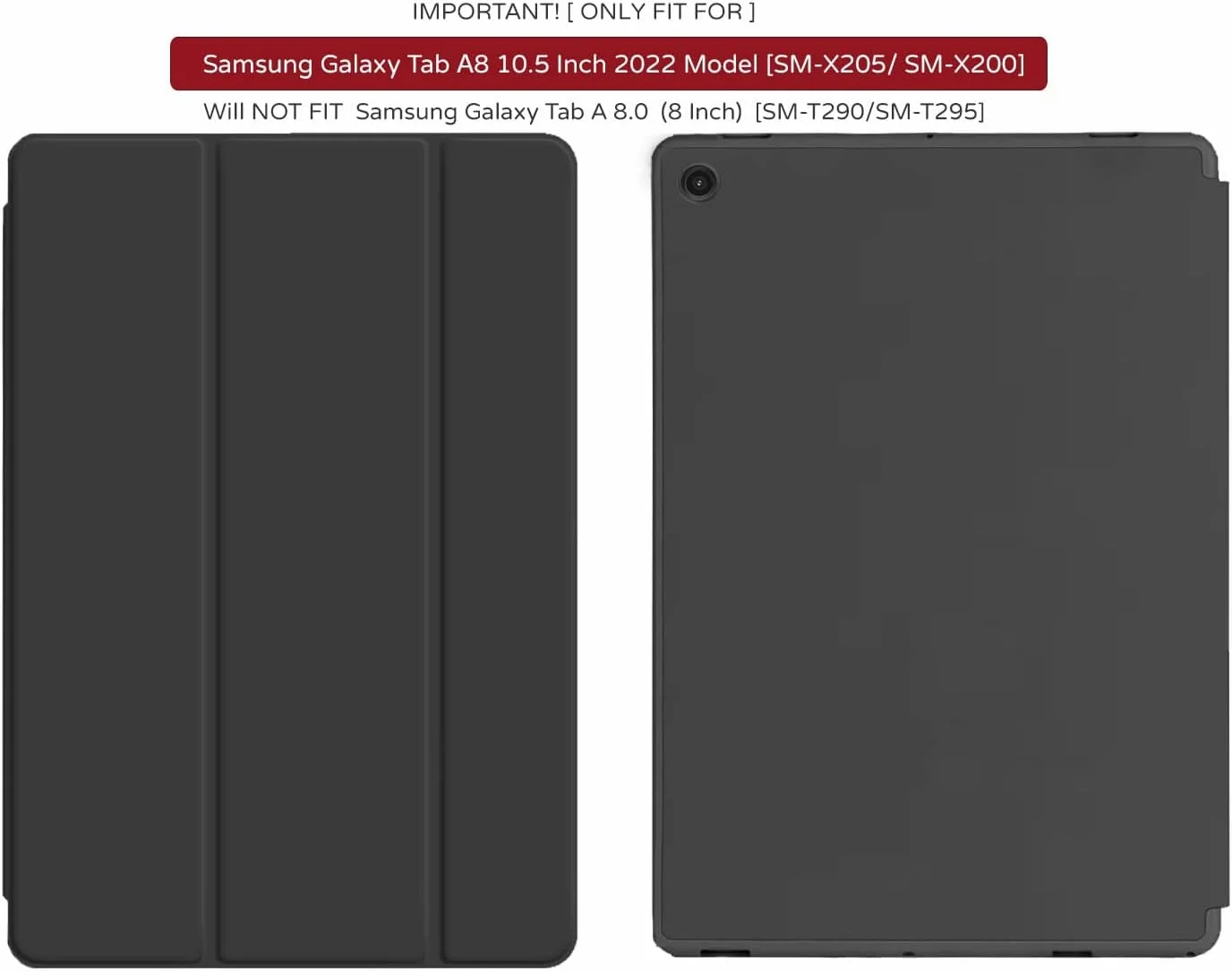 کاور هوشمند برای تبلت سامسونگ گلکسی تب A8 با صفحه نمایش 10.5 اینچ مدل های [SM-X200/ SM-X205]، دارای جای قلم، ساخته شده از چرم مصنوعی PU و TPU، با قابلیت تاشوندگی سه گانه و محافظت بالا (مشکی)