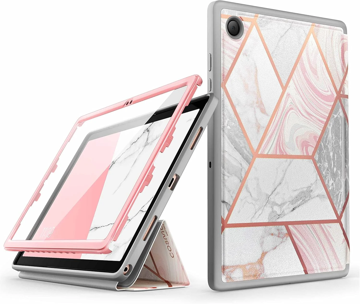 کاور سری Cosmo آی-بلاسون برای تبلت سامسونگ گلکسی تب A8 10.5 اینچی (نسخه 2022)، کاور محافظ سه لایه تمام بدنه با محافظ صفحه نمایش داخلی، دارای قابلیت خواب/بیداری خودکار (طرح مرمر) چند رنگ