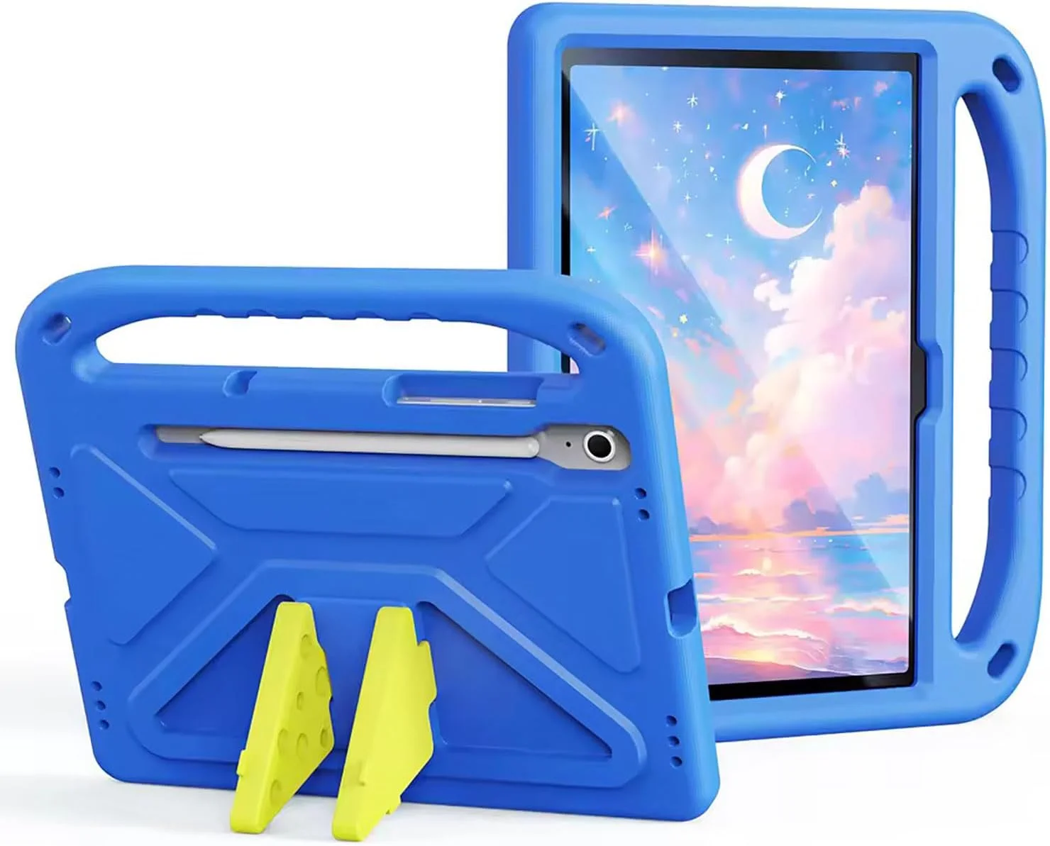 کیف ضد ضربه کودکانه Tujibeay سازگار با تبلت سامسونگ گلکسی تب S10 FE 10.9 اینچی (2025)، کاور محافظ سبک وزن EVA کودکانه با پایه نامرئی و دسته برای تب S10 FE 10.9 2025 (آبی)
