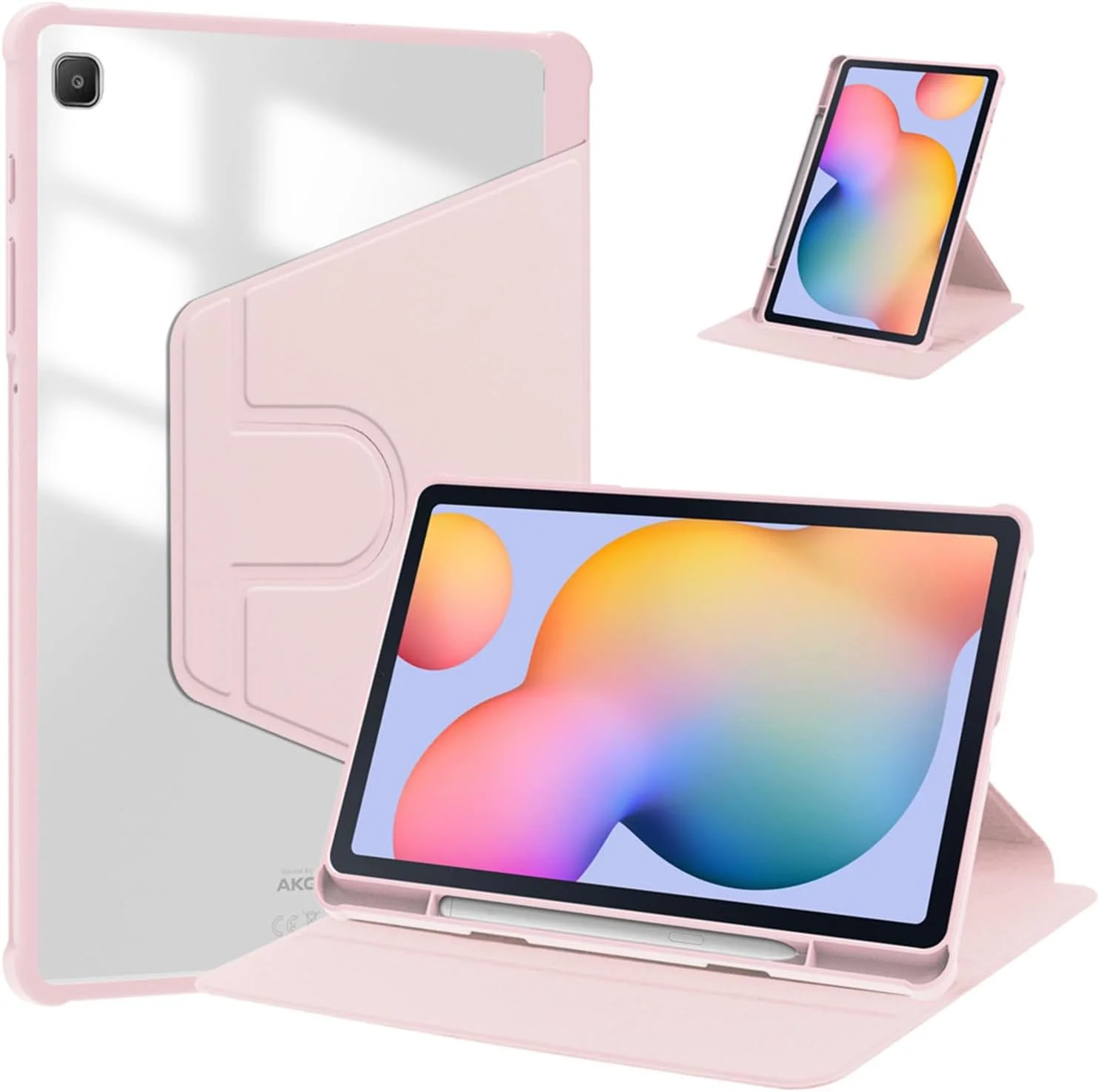 کیف HYAEcase برای تبلت سامسونگ گلکسی تب A7 10.4 2022/2020 (T503/T509/T500/T505/T507)، کاور چرخشی 360 درجه با قابلیت تنظیم زاویه دید و جای مداد (صورتی)