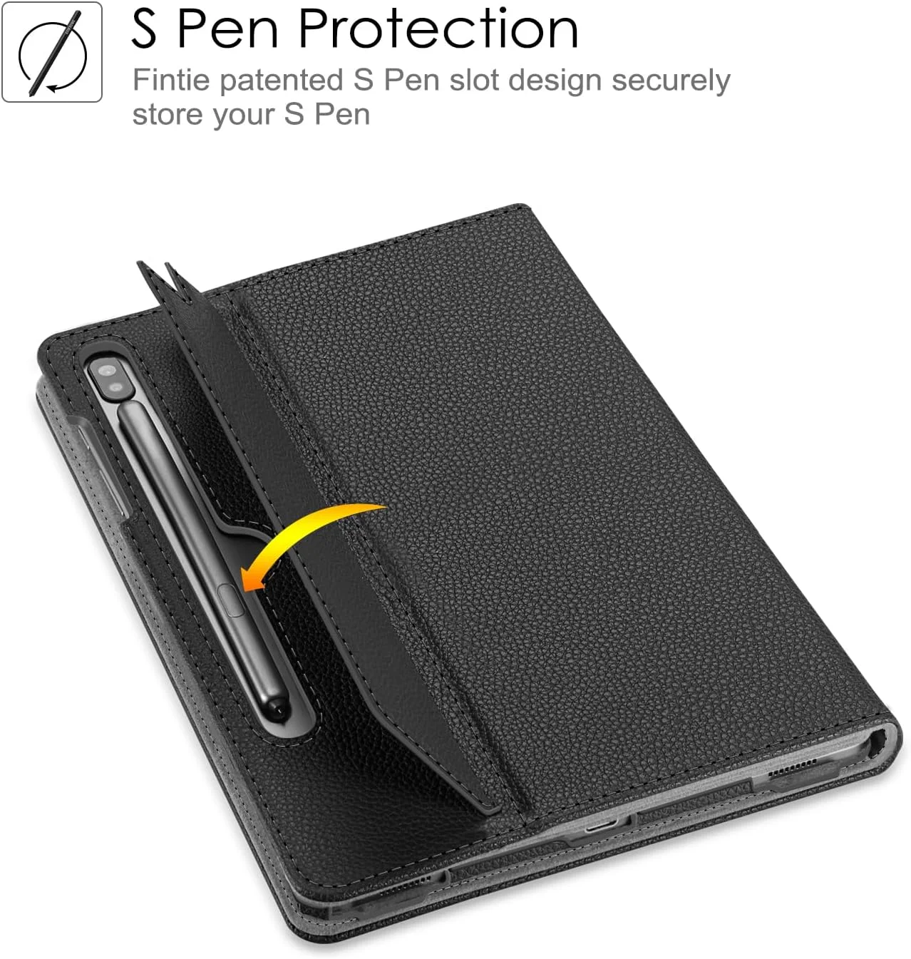 کیف محافظ Fintie برای تبلت سامسونگ گلکسی تب S6 10.5 اینچ 2019 (مدل SM-T860/T865/T867)، [طراحی دارای اسلات قلم S ثبت شده] روکش استند با قابلیت تنظیم چند زاویه و حالت خواب/بیدار خودکار، مشکی