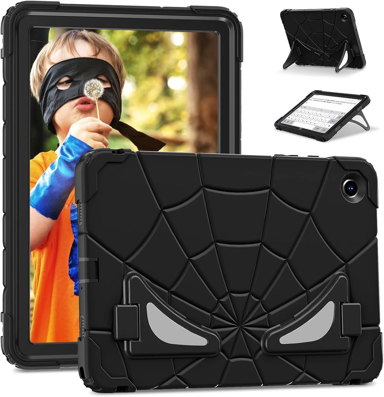 کاور تادالو مناسب برای تبلت سامسونگ گلکسی تب A9+ / A9 پلاس 11 اینچ 2023، کاور محافظ باریک استنددار کودکانه، مشکی