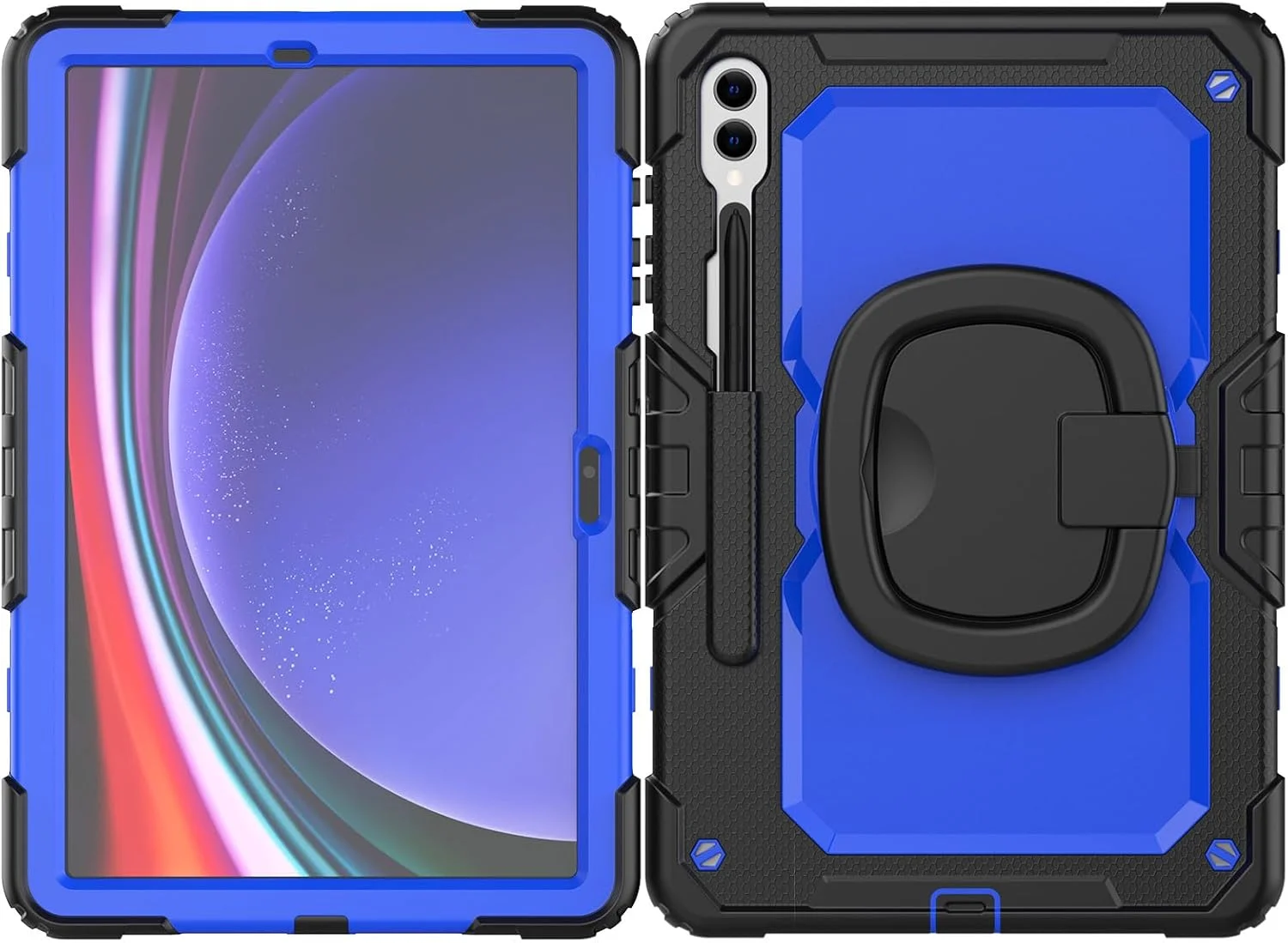 کاور Gruattreay سازگار با تبلت سامسونگ گلکسی تب S10 Ultra 14.6 اینچ (SM-X920) 2024، با دسته چرخان 360 درجه، کاور سه لایه ضد ضربه و ضد سقوط با جای قلم (آبی روشن)