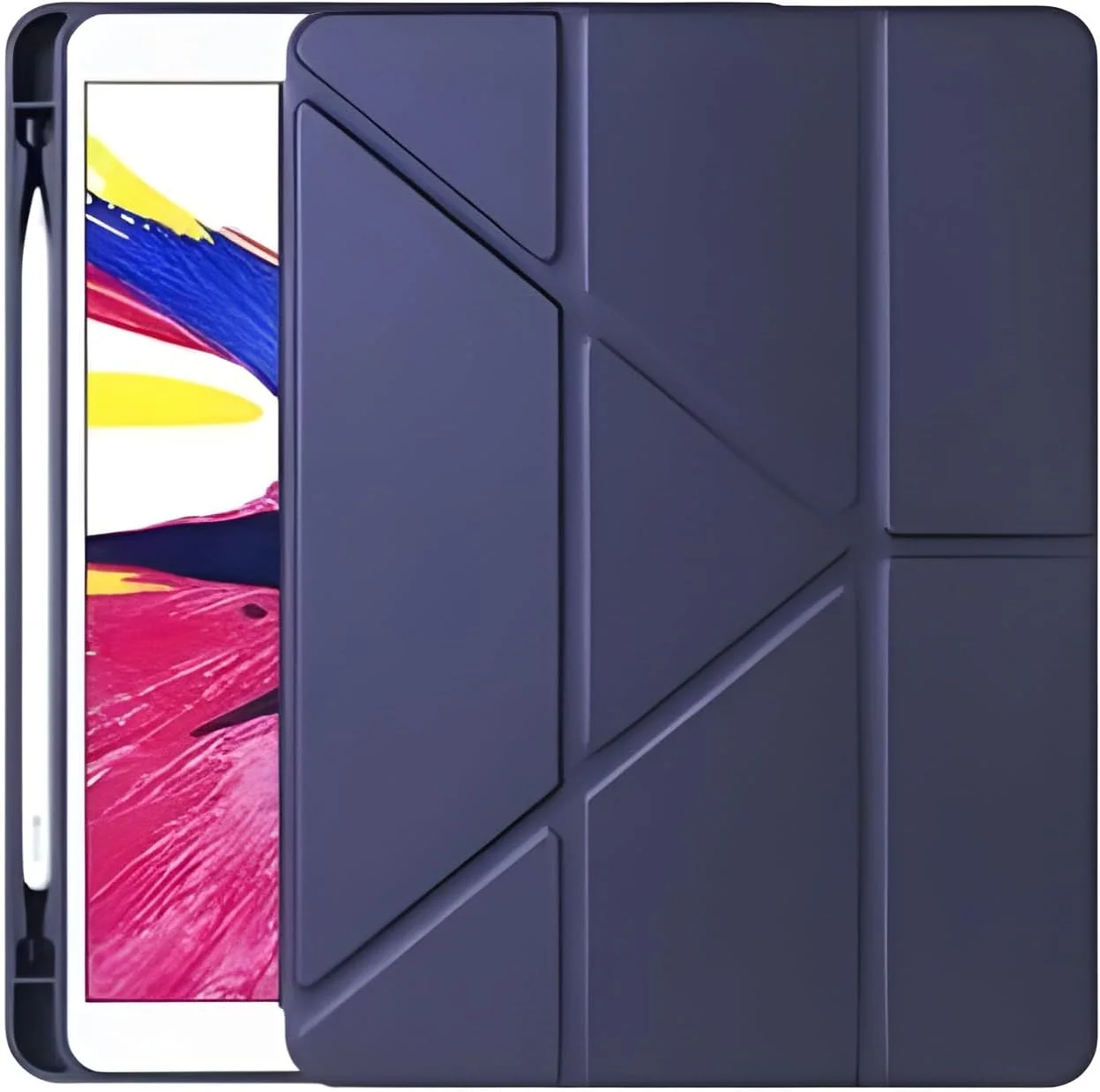 کیف چرمی هوشمند با قابلیت بیدار و خواب خودکار مناسب برای تبلت سامسونگ گلکسی تب A9، روکش پشتی سیلیکونی نرم، کیف تبلت چرمی سیلیکونی تغییر شکل دهنده (آبی)