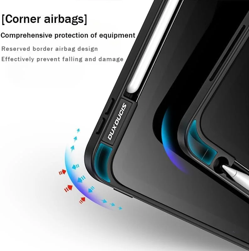 Gruattreay Case Compatible with Samsung Galaxy Tab S10 Ultra 14.6 Inch 2024 Tablet Case, Transparent Three Fold Flat Protective Shell Detachable Face Cover, Automatic Sleep/wake-up (Black)