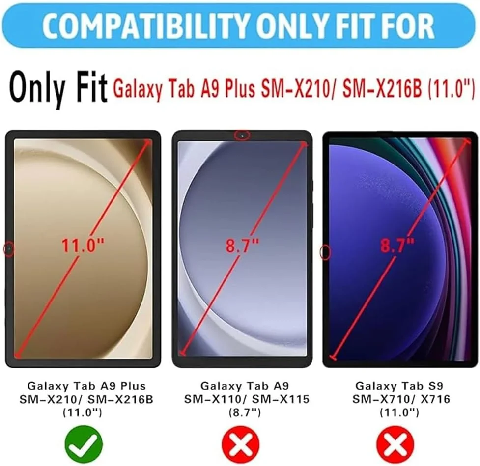 کاور تبلت سامسونگ گلکسی تب A9 پلاس 11 اینچی، کاور چرمی هوشمند تبلت با قابلیت چرخش 360 درجه برای سامسونگ گلکسی تب A9 پلاس 2023 مدل SM-X210 SM-X215 SM-X216 (آبی)