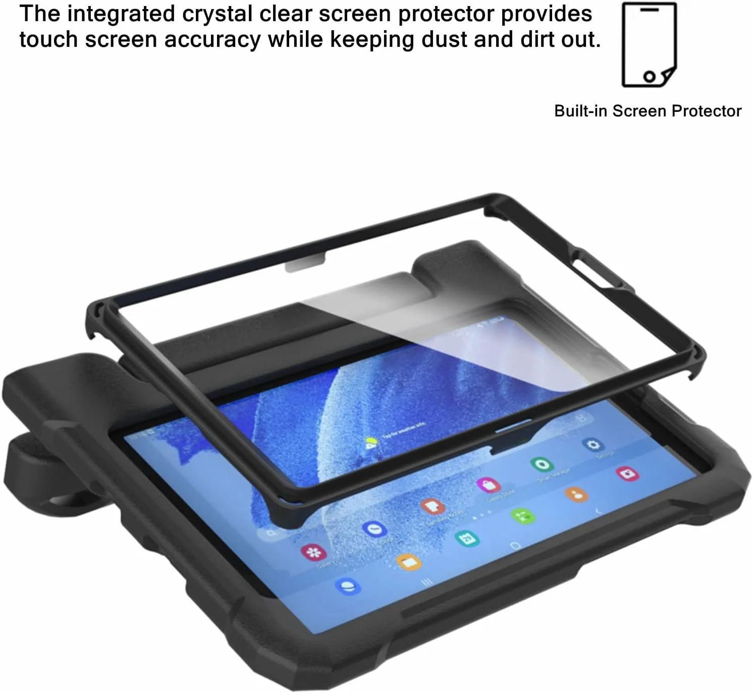 کیف محافظ کودکانه MAISON مناسب برای تبلت سامسونگ گلکسی تب A7 لایت 8.7 اینچ 2021 مدل SM-T220/T225/T227، کیف محافظ ضد ضربه گلکسی تب A7 لایت 8.7 اینچی با محافظ صفحه نمایش داخلی (مشکی)