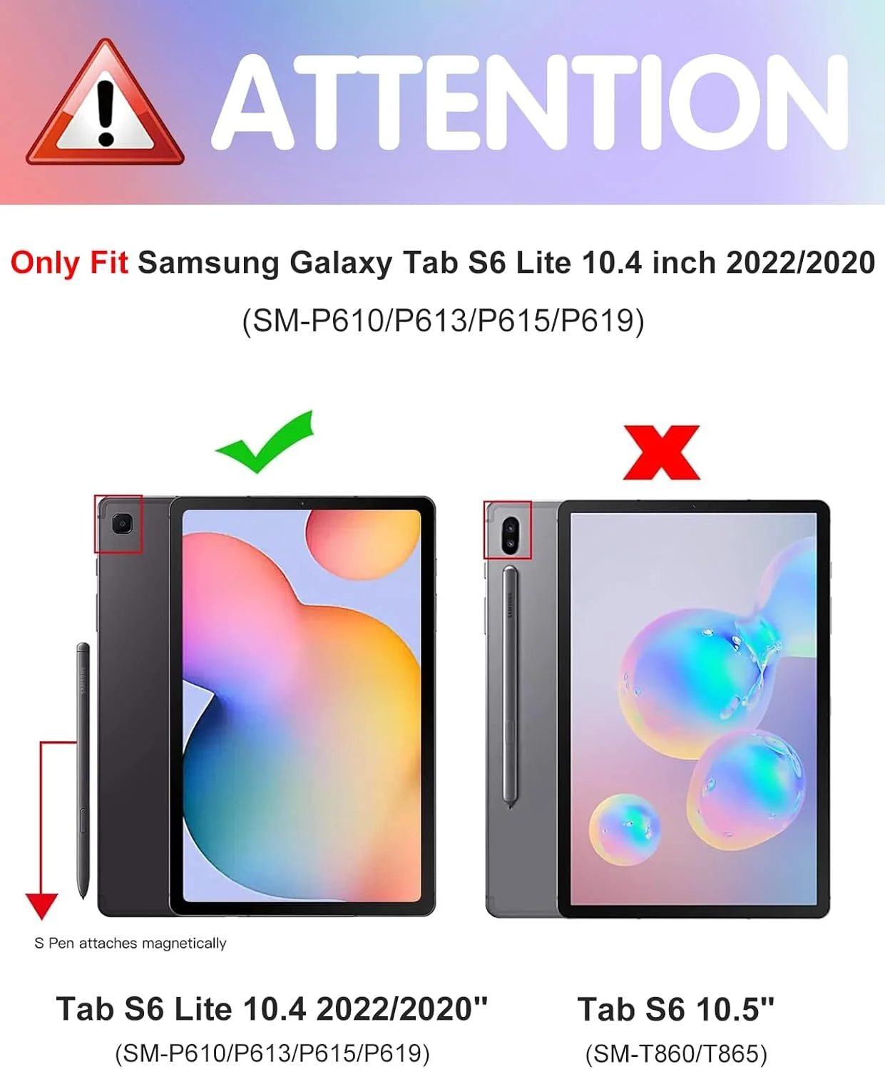 کیف تبلت Kidcube مناسب برای تبلت سامسونگ گلکسی تب S6 لایت 10.4 اینچ 2022/2020، کاور فانتزی با نگهدارنده قلم، طراحی زیبا، استند چرخان، مناسب نوجوانان، مدل های SM-P610/P613/P615/P619