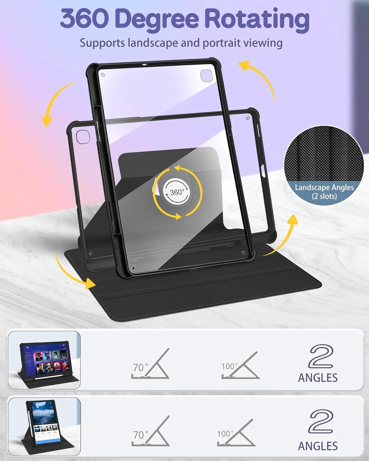 کیف تبلت Kidcube مناسب برای تبلت سامسونگ گلکسی تب S6 لایت 10.4 اینچ 2022/2020، کاور فانتزی با نگهدارنده قلم، طراحی زیبا، استند چرخان، مناسب نوجوانان، مدل های SM-P610/P613/P615/P619