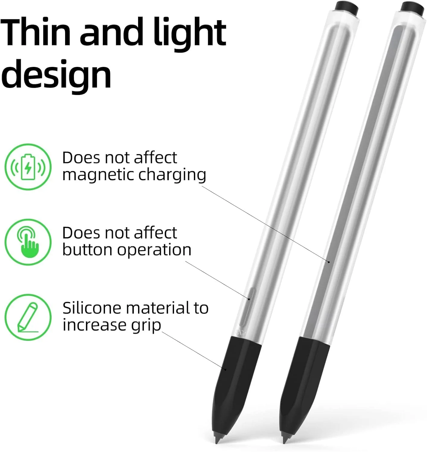 محافظ قلم لمسی NALACAL سازگار با قلم S تبلت های سامسونگ گلکسی تب S7/S7+/S7 FE/S8/S8+/S8 Ultra/S9/S9+/S9 Ultra، طراحی کلاسیک، کاور سیلیکونی نیمه شفاف ضد لغزش. (مشکی)