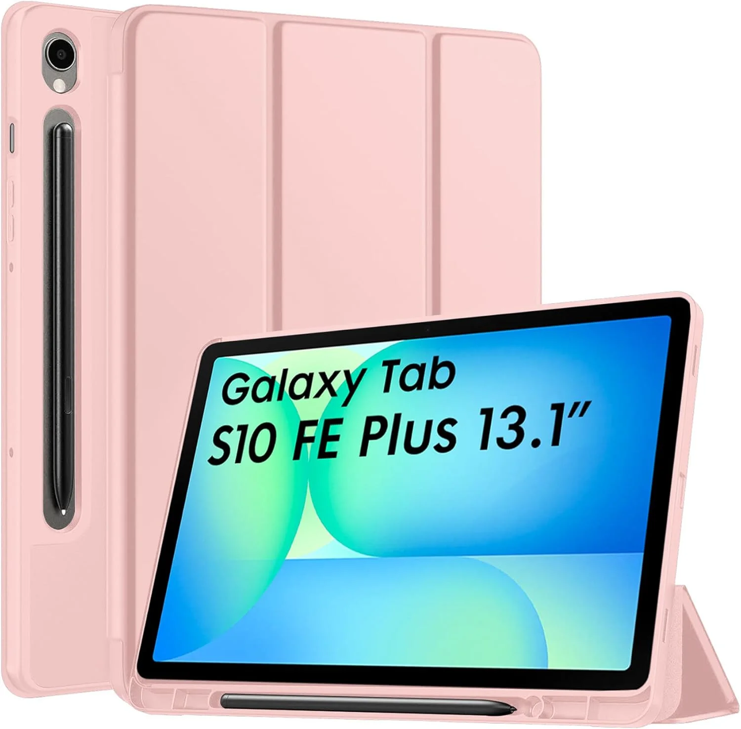 کاور مقاوم Robustrion برای تبلت سامسونگ گلکسی تب S10 FE Plus سایز ۱۳.۱ اینچ، دارای [جای قلم]، [کاور نرم و انعطاف پذیر]، پشتیبانی از حالت [خواب و بیدار شدن خودکار] - صورتی