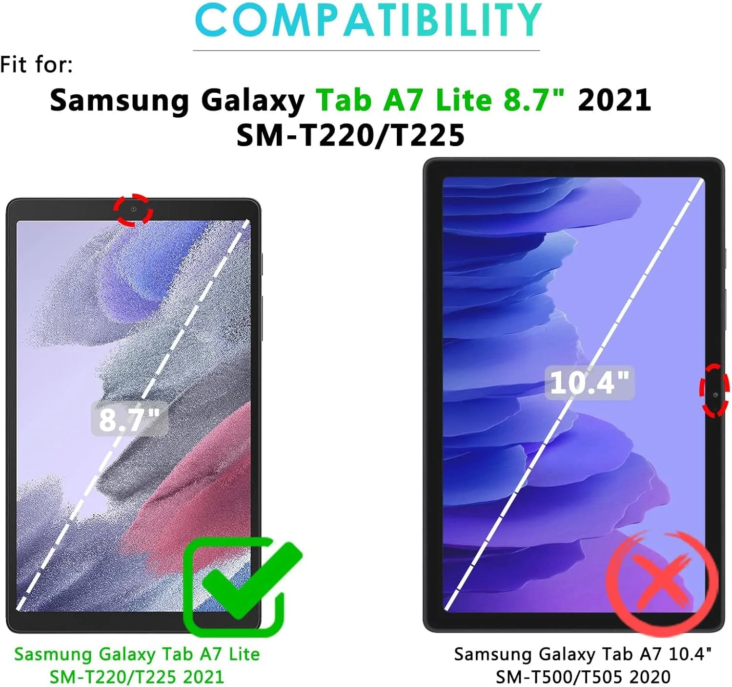 کیف چرخشی 360 درجه KATUMO سازگار با Samsung Galaxy Tab A7 Lite 8.7 اینچ 2021 (-T220/T225)، کیف کتابی با قابلیت بیدار شدن خودکار، کاور هوشمند برای تبلت Samsung Tab A7 Lite 8.7