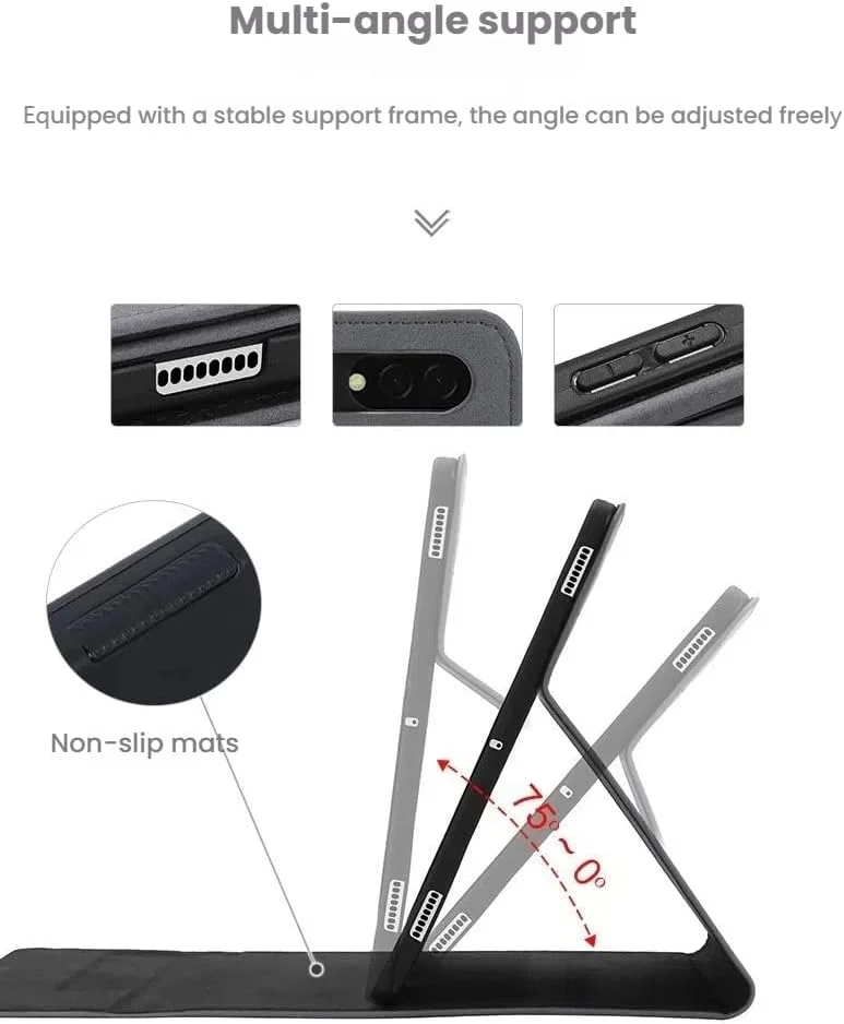 کیف چرمی Gruattreay سازگار با سامسونگ گلکسی تب S10 پلاس / S10+، کیف منبع تغذیه + کاور محافظ تبلت ضد افتادن با عملکرد خواب/بیدار شدن خودکار و عملکرد استند (قرمز)