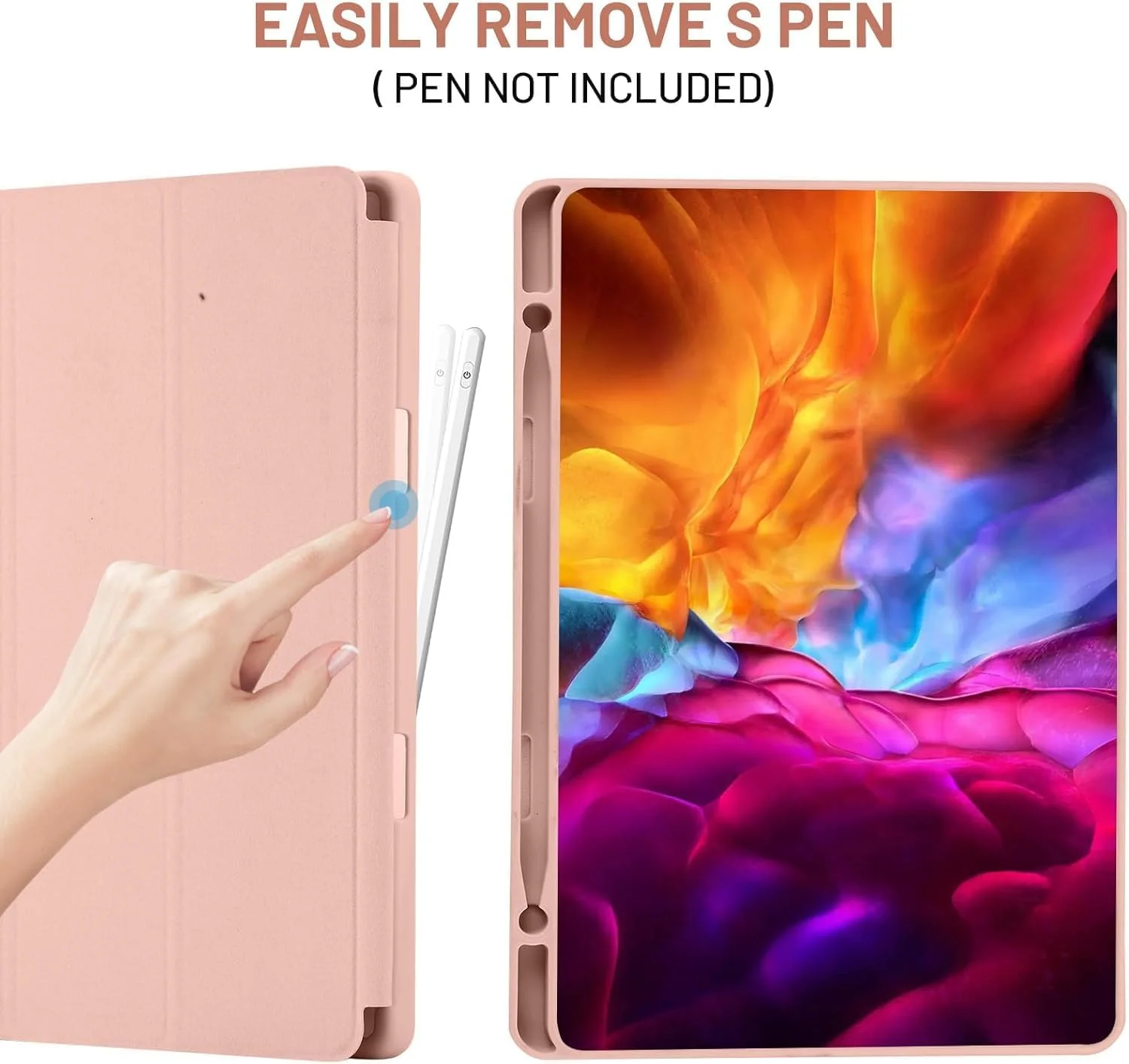 کاور تبلت مناسب برای تب S6 لایت 10.4 اینچ 2022/2020، مدل SM-P610N/P615N، استند چرمی PU با جای قلم، رز گلد