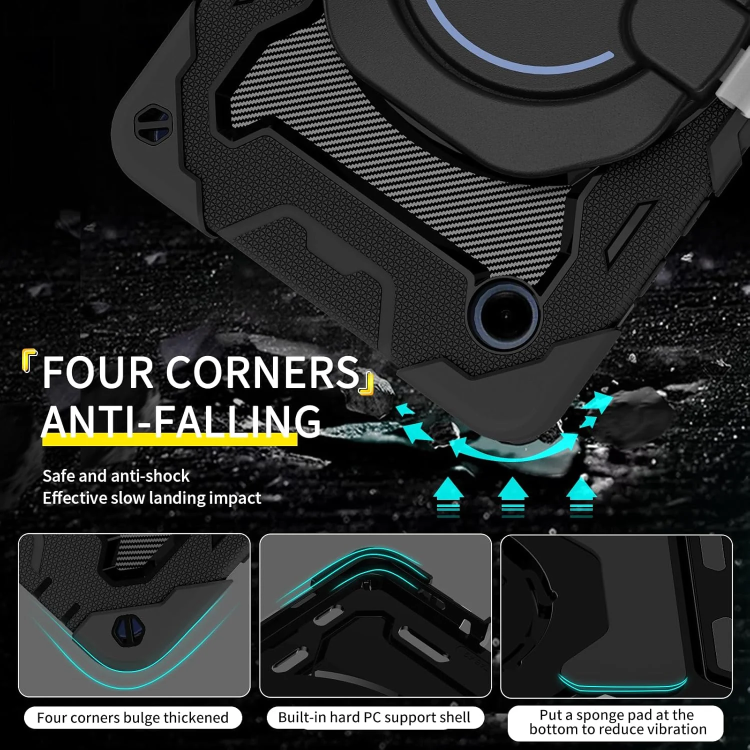 کاور محافظتی مقاوم ST SoleMe.Tc مناسب برای تبلت سامسونگ گلکسی تب A9 سایز 8.7 اینچ مدل 2023، ساخته شده از سیلیکون و PC، دارای محافظ صفحه نمایش، استند چرخشی 360 درجه، بند دستی و بند شانه، رنگ مشکی