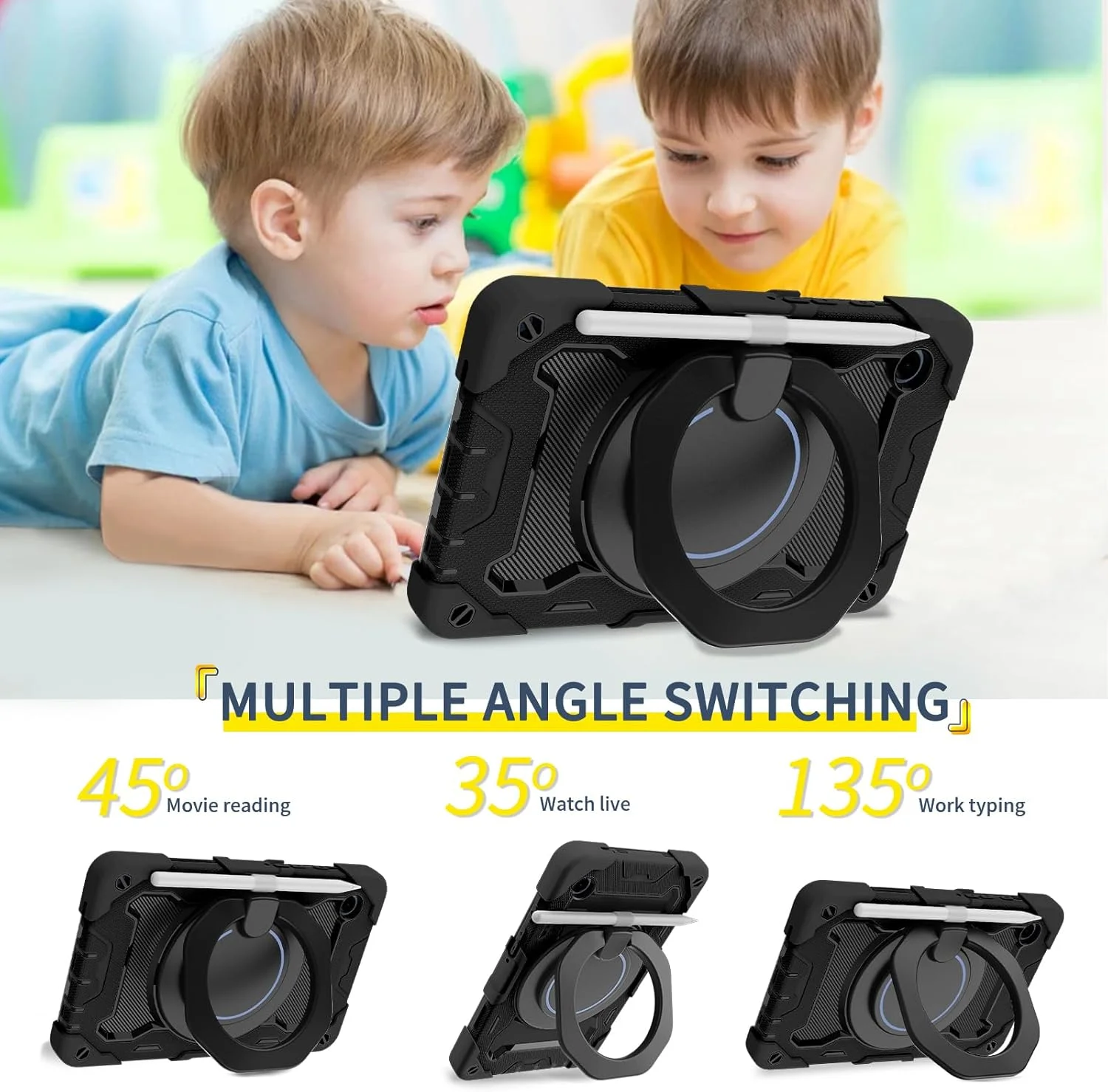 کاور محافظتی مقاوم ST SoleMe.Tc مناسب برای تبلت سامسونگ گلکسی تب A9 سایز 8.7 اینچ مدل 2023، ساخته شده از سیلیکون و PC، دارای محافظ صفحه نمایش، استند چرخشی 360 درجه، بند دستی و بند شانه، رنگ مشکی