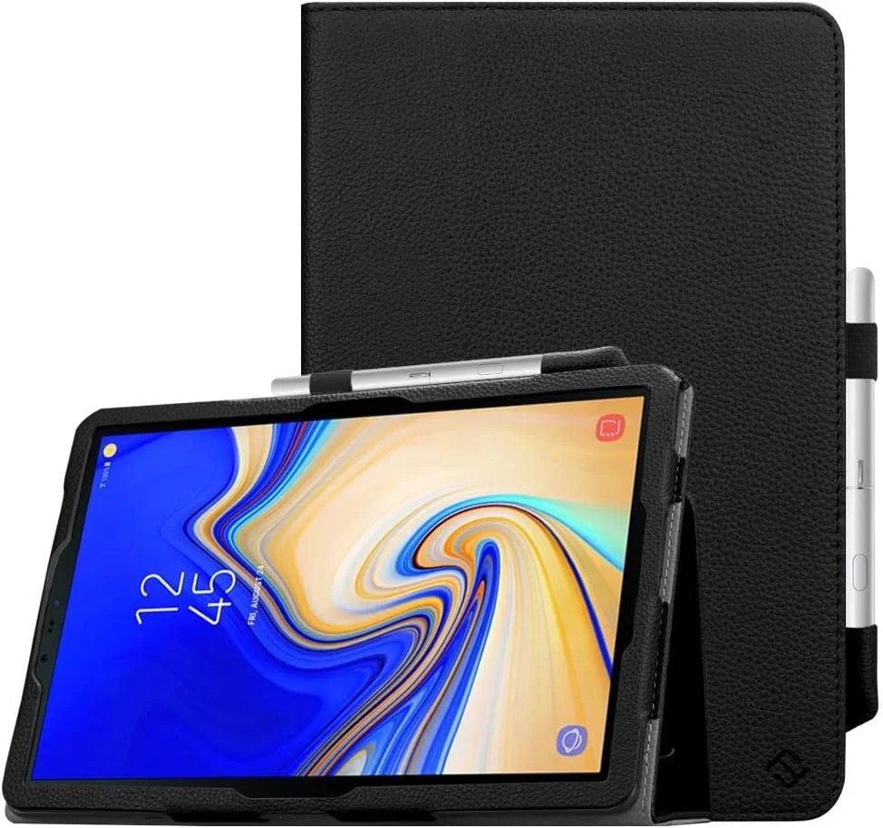 کیف فولیو Fintie برای تبلت سامسونگ گلکسی تب S4 10.5 مدل SM-T830/T835/T837، [محافظت از گوشه‌ها] جلد استند چرمی گیاهی ممتاز با نگهدارنده محافظ قلم S و قابلیت خواب/بیدار شدن خودکار، مشکی، ESAN001US