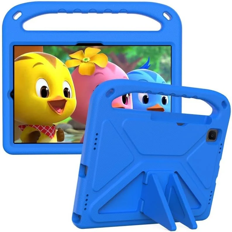 کیف محافظ کودکانه نیکاکیو مناسب برای تبلت سامسونگ گلکسی تب A7 10.4 (2020) SM-T500/T505، فوم EVA سبک وزن و مقاوم در برابر ضربه، کاور تبلت با دسته و استند مناسب کودکان، آبی