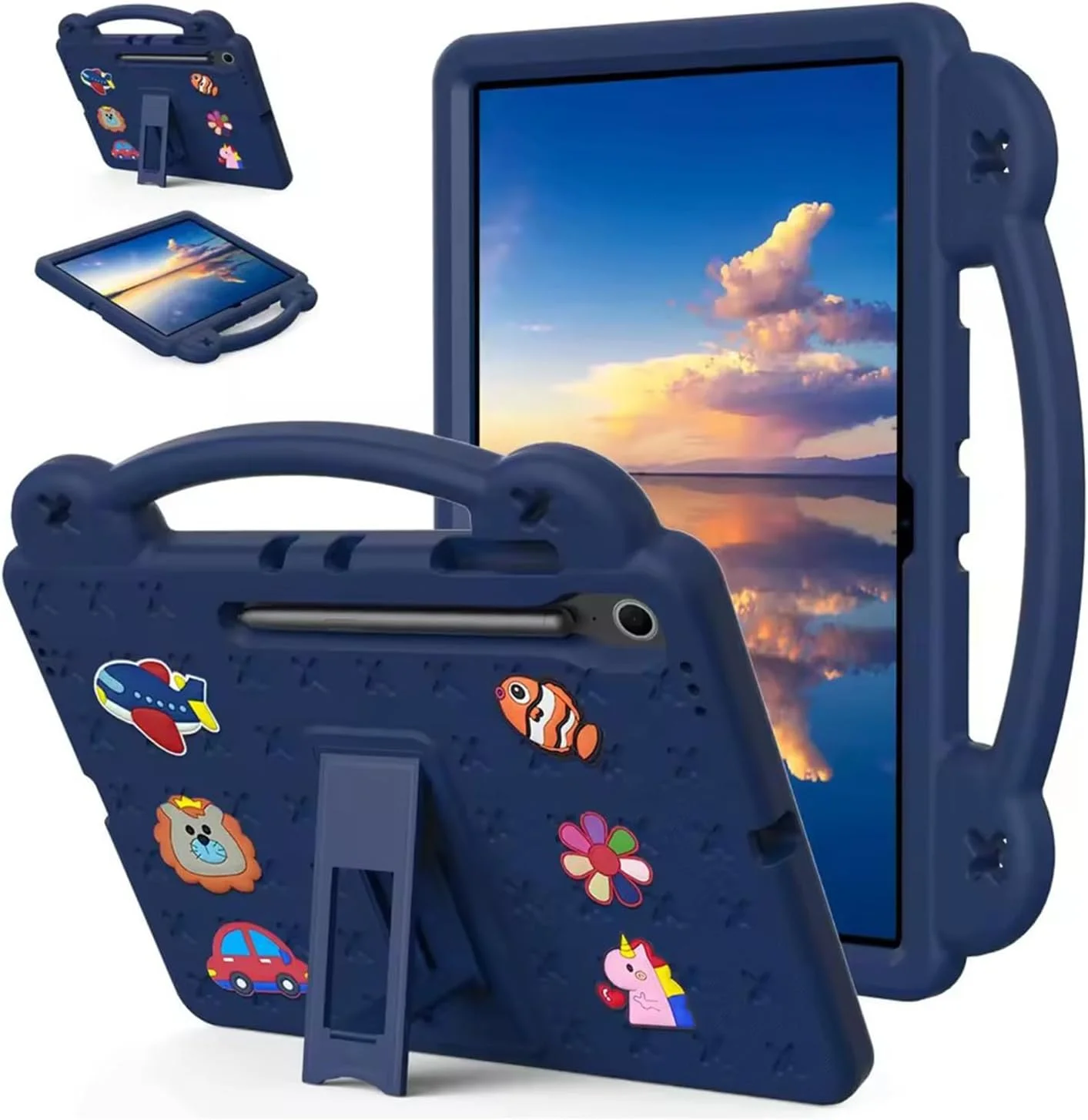 کیف تبلت کودکانه Lukione سازگار با Samsung Galaxy Tab S10 FE 2025 (10.9 اینچ)، کاور محافظ سبک و ضد ضربه با پایه دسته دار، طراحی زیبا DIY