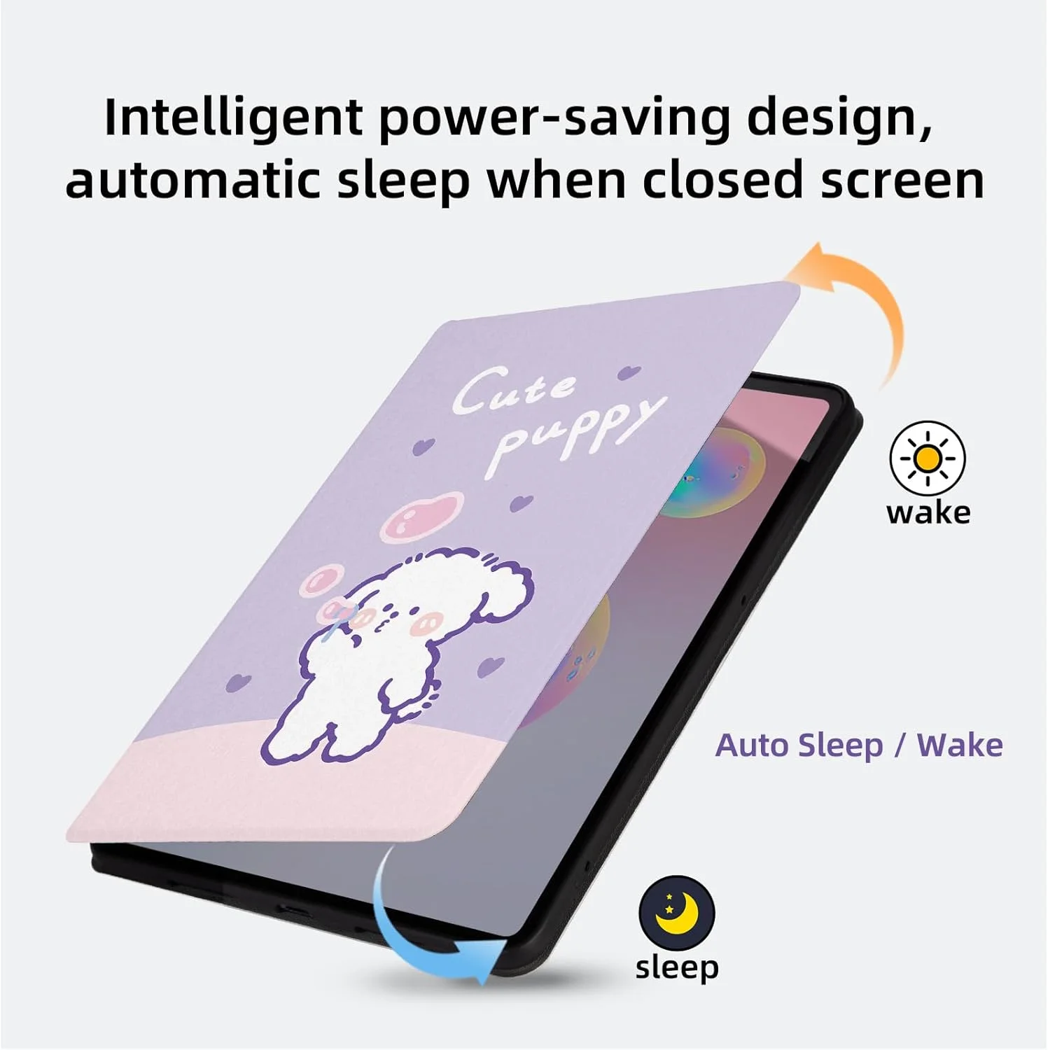 کاور Nuouxoco برای گلکسی تب S6 10.5 اینچی (مدل SM-T860/T865/T867) نسخه 2019، طرح سگ کارتونی بامزه و فانتزی، کاور تاشو با پایه چرمی PU ممتاز برای تبلت سامسونگ تب S6 10.5 - توله سگ بامزه