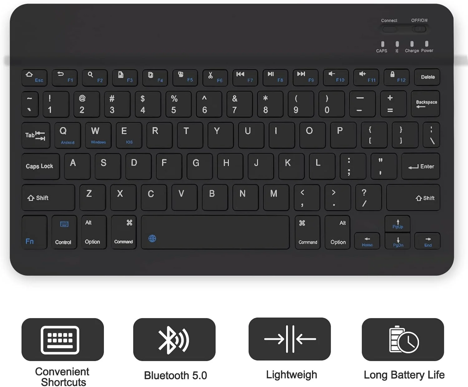 کیبورد کاور GOKOCO مناسب برای تبلت سامسونگ گلکسی تب A8، 10.5 اینچ مدل 2022 (SM-X200/X205/X207)، کیبورد بلوتوثی وایرلس قابل شارژ با جای قلم S - مشکی