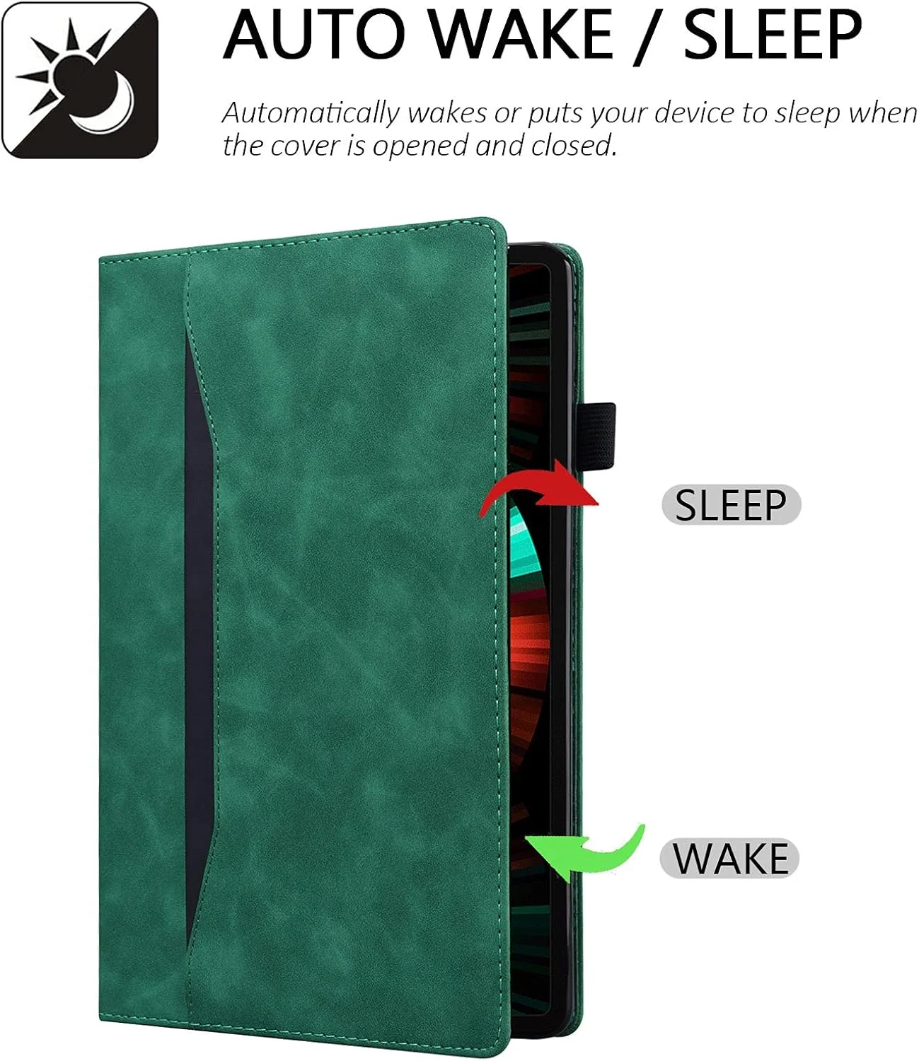کیف تبلت سامسونگ گلکسی تب S8 Ultra مدل 2022 - کاور چرمی هوشمند با قابلیت بیدار/خواب خودکار، دارای جیب جلویی و استند چند زاویه ای برای تبلت سامسونگ گلکسی تب S8 Ultra 14.6 اینچی مدل SM-X900/X906، سبز