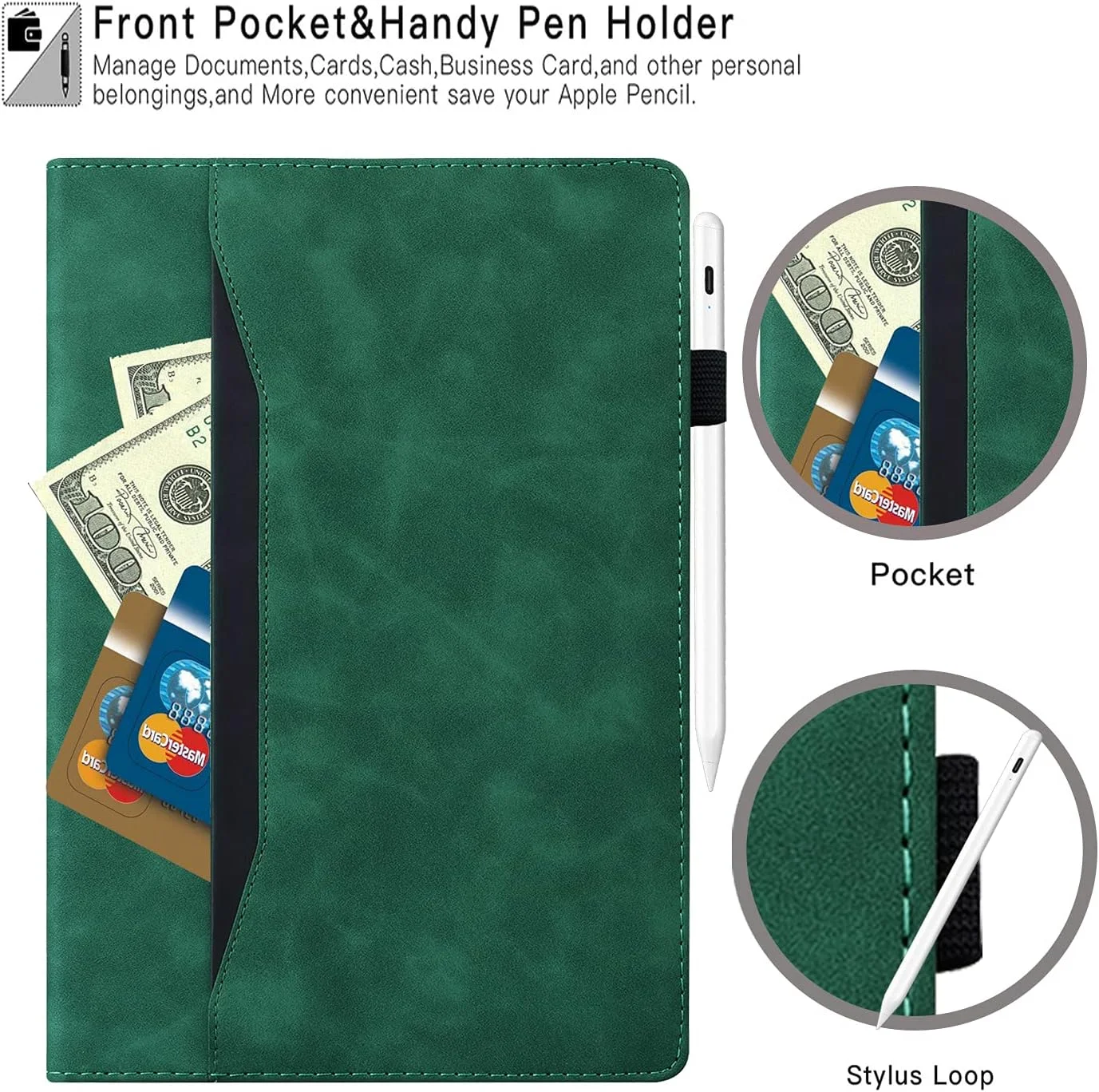 کیف تبلت سامسونگ گلکسی تب S8 Ultra مدل 2022 - کاور چرمی هوشمند با قابلیت بیدار/خواب خودکار، دارای جیب جلویی و استند چند زاویه ای برای تبلت سامسونگ گلکسی تب S8 Ultra 14.6 اینچی مدل SM-X900/X906، سبز