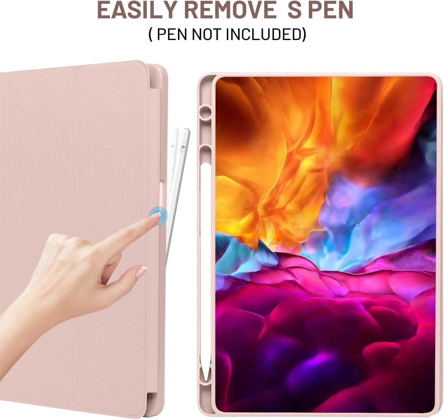 کاور SmartGrist برای تبلت سامسونگ گلکسی تب A9+ / A9 پلاس 11 اینچ 2023، کاور محافظ تبلت باریک با قابلیت استند، زاویه دید چندگانه، قابلیت بیدار شدن/به خواب رفتن خودکار (صورتی)