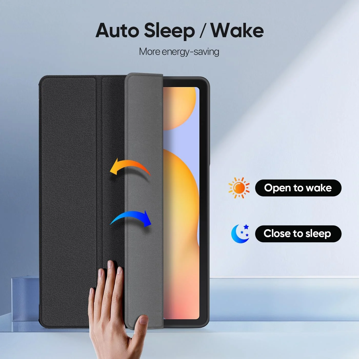 کاور محافظ تبلت سامسونگ گلکسی تب S6 Lite سایز 10.4 اینچ مدل 2024/2022/2020 برند داکس دوکیس، باریک، مغناطیسی، TPU نرم، دارای جای قلم S Pen، پوشش چند زاویه ای، مشکی